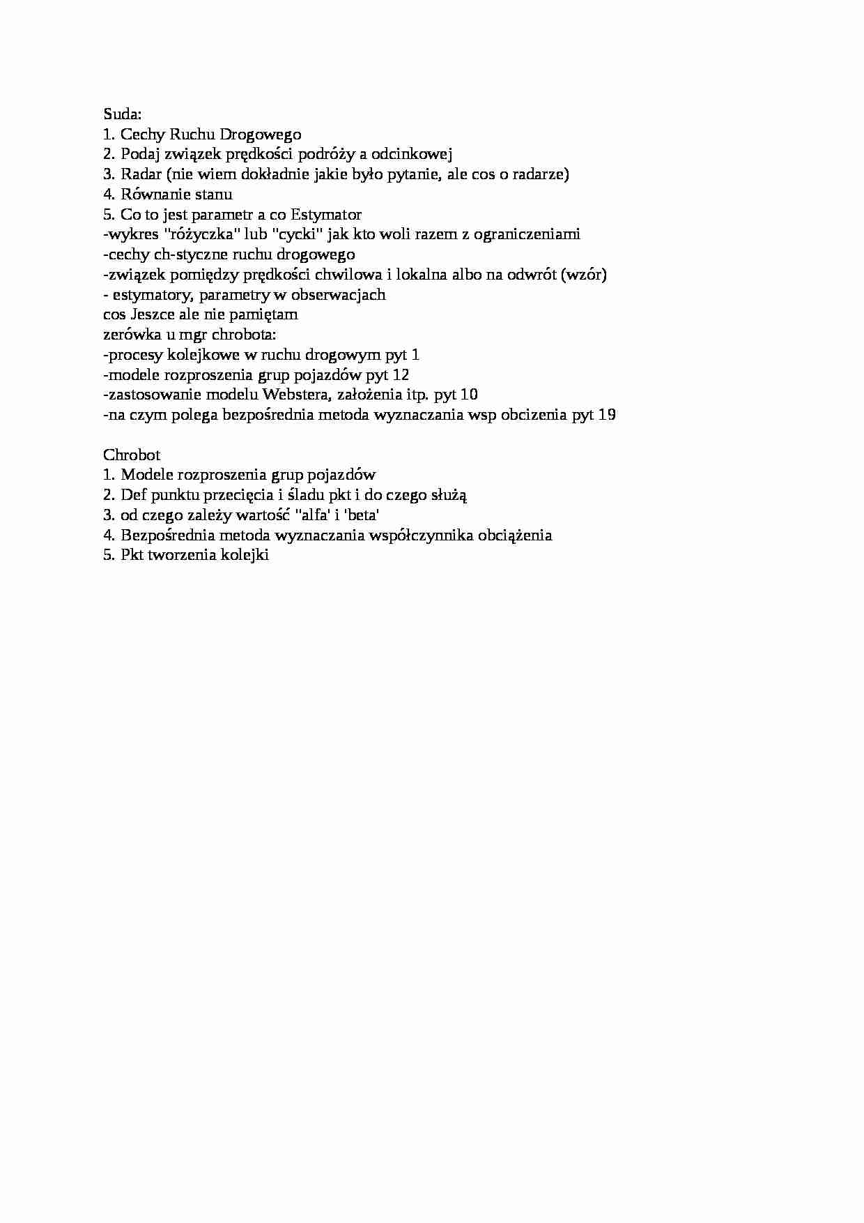 Procesy ruchu drogowego - pytania - strona 1