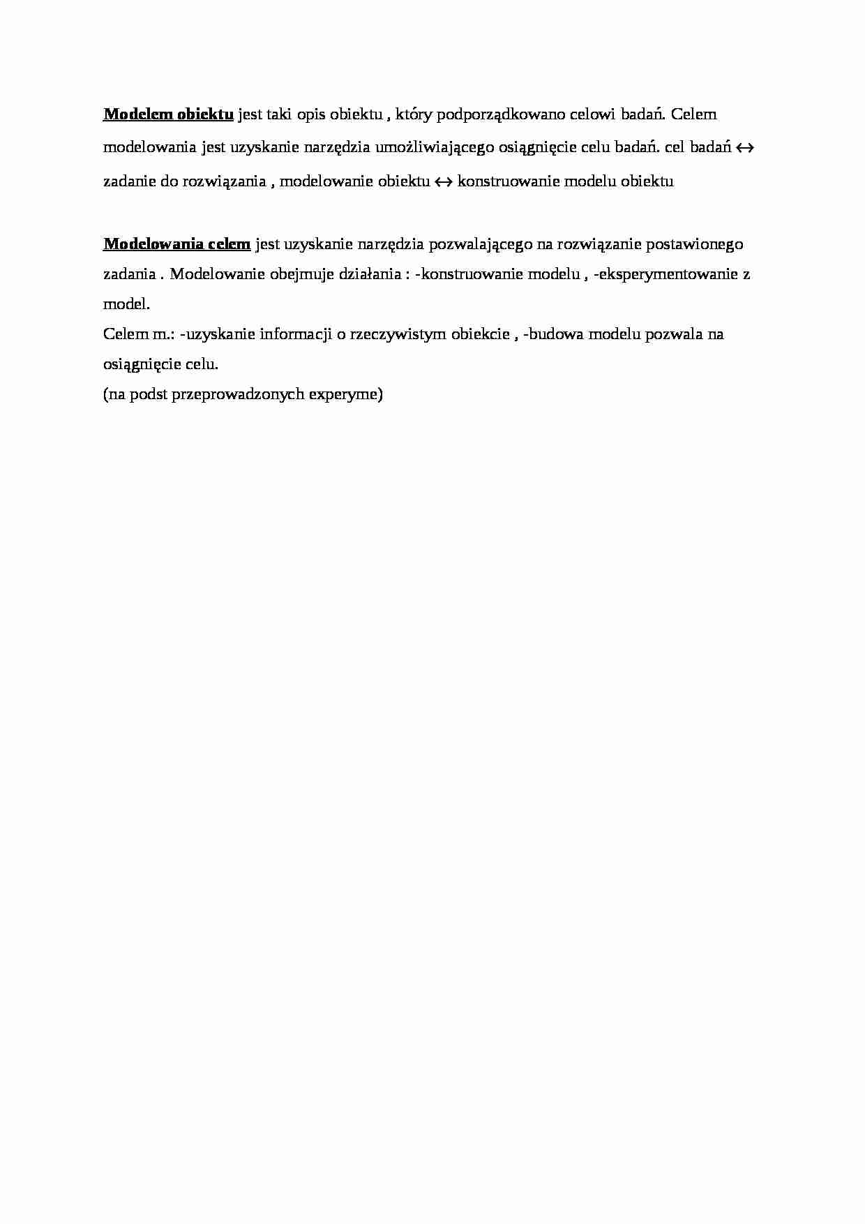 Modelem obiektu jest taki opis obiektu - strona 1