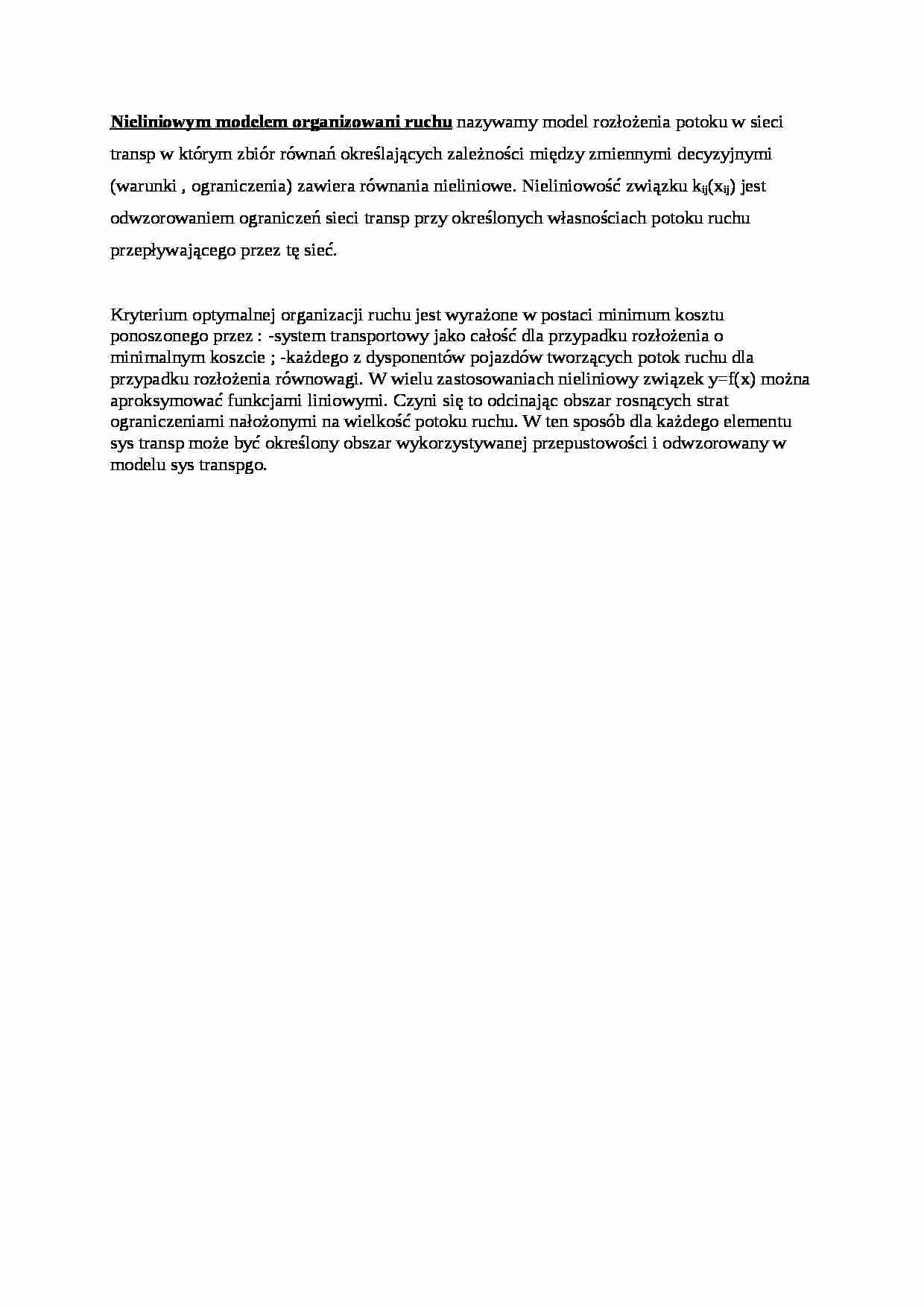 Nieliniowym modelem organizowani ruchu - strona 1