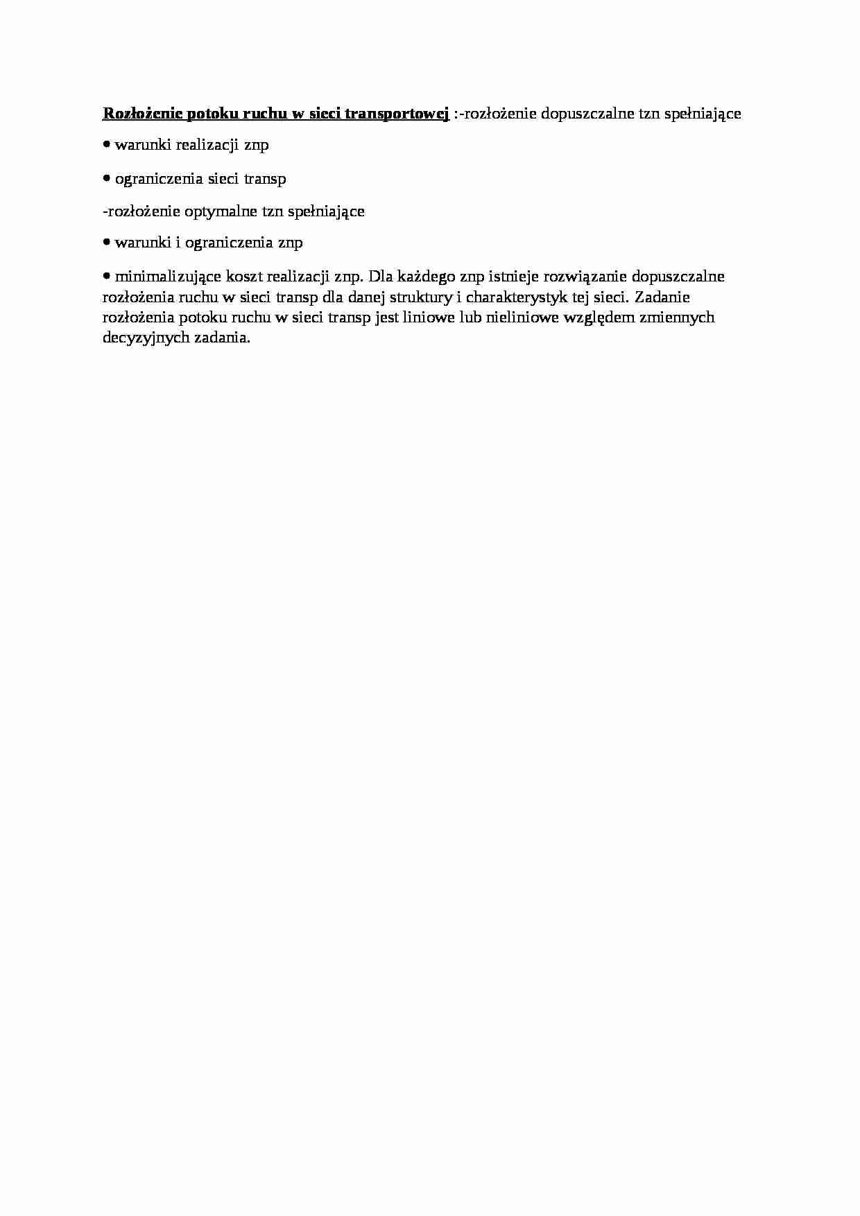 Rozłożenie potoku ruchu w sieci transportowej - strona 1