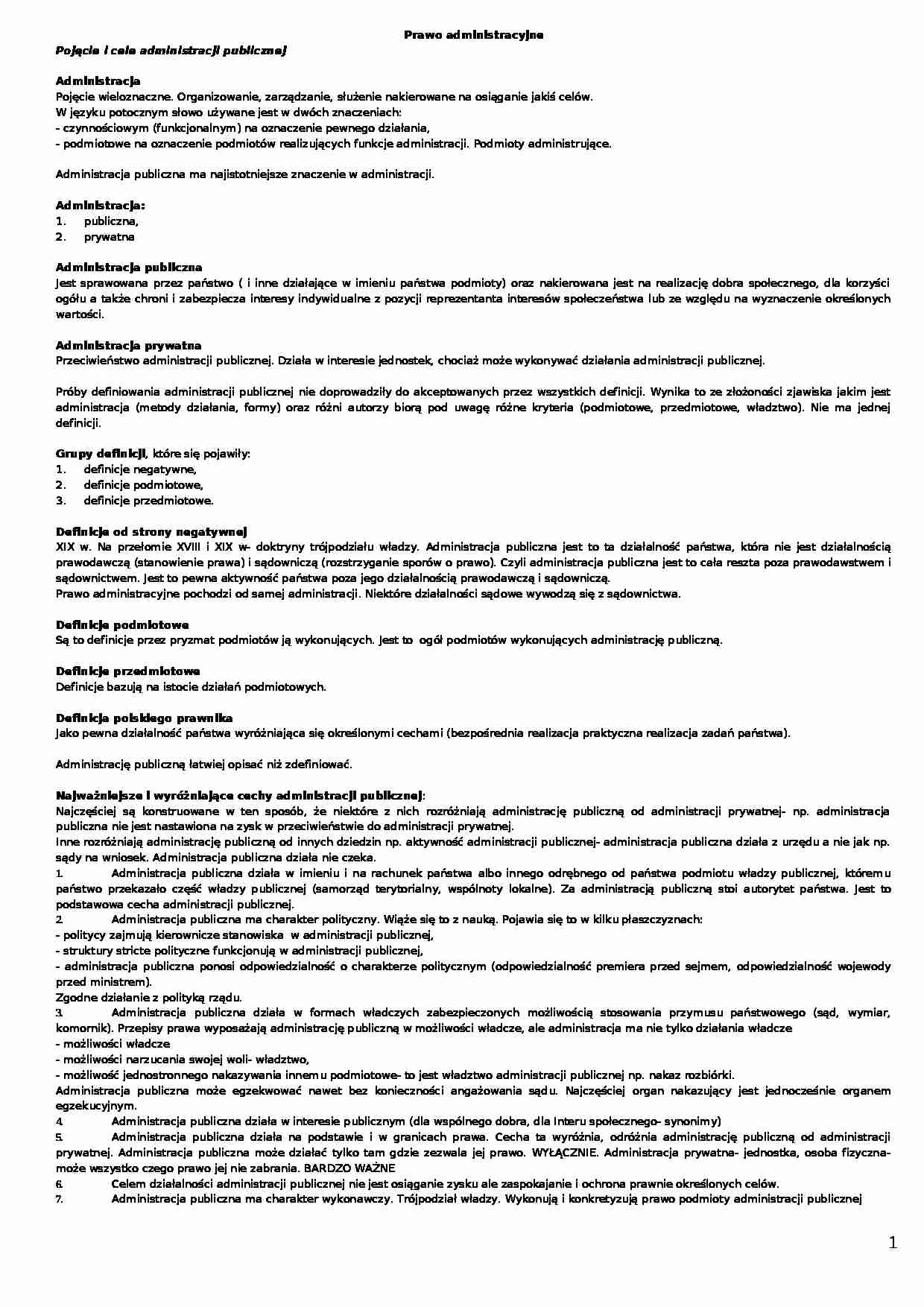 Prawo administracyjne - Publiczne prawa podmiotowe - strona 1