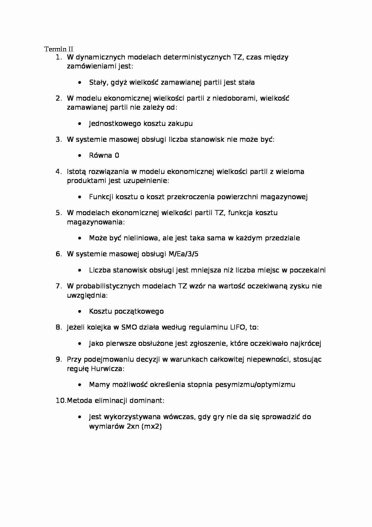 Metody matematyczne w transporcie - pytania 2 - strona 1