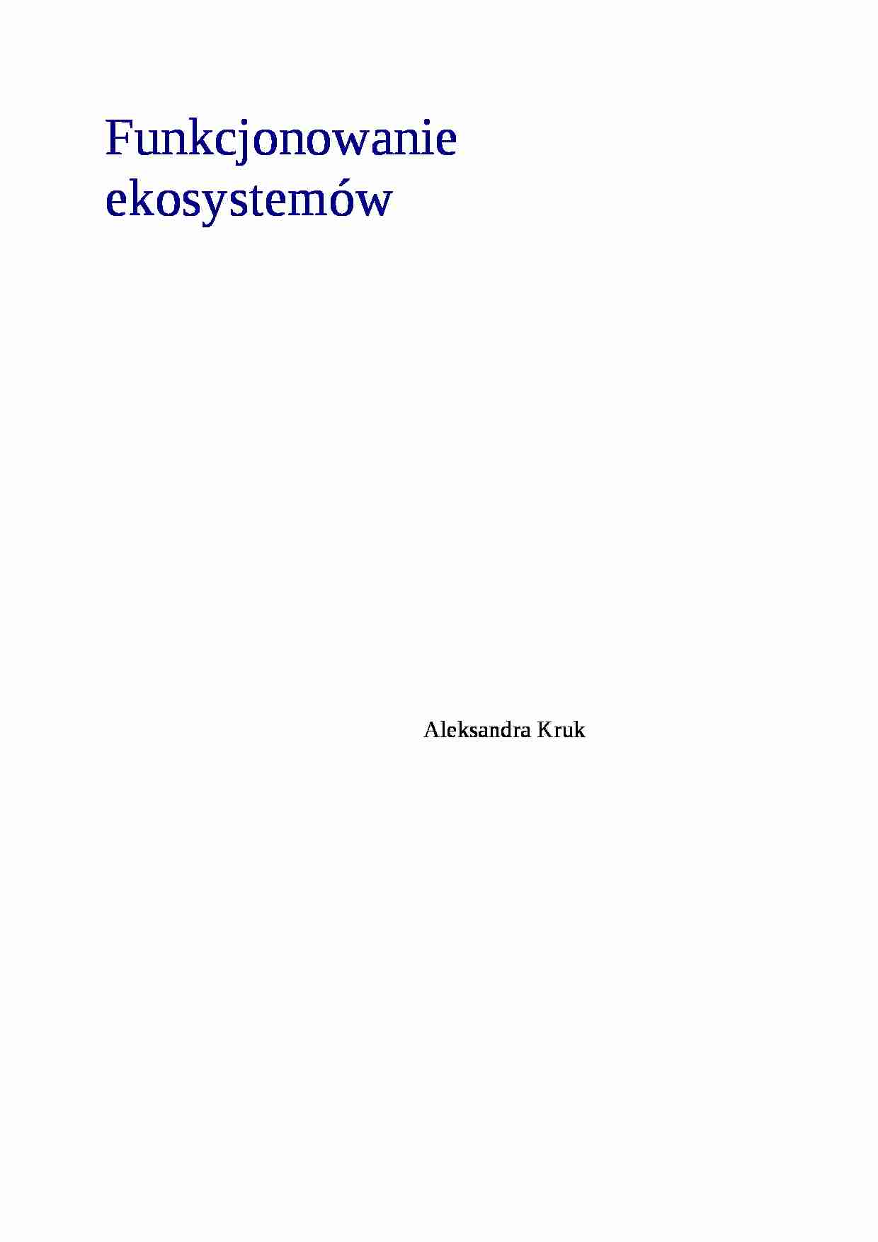 Funkcjonowanie ekosystemów-opracowanie - strona 1