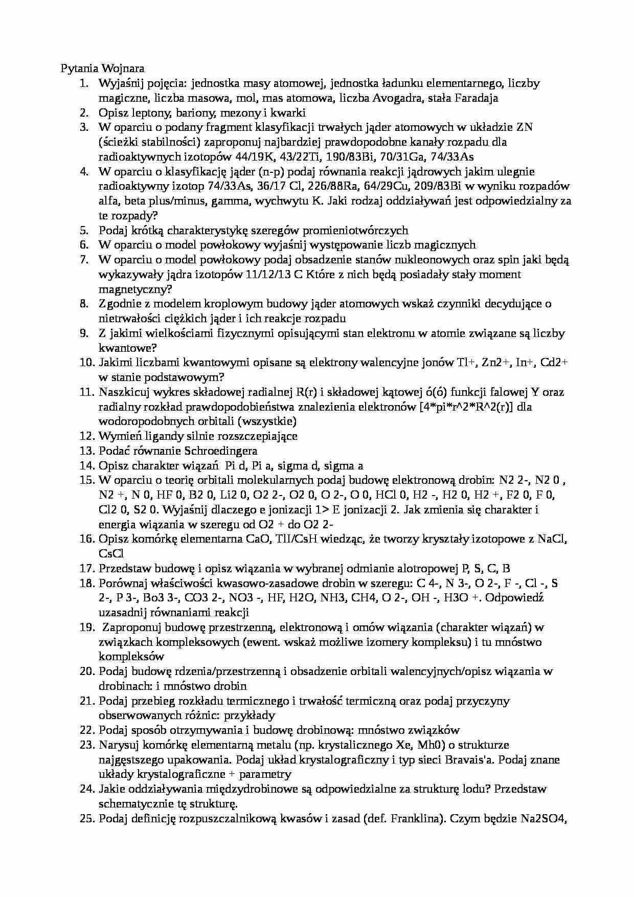 Chemia pytania - strona 1