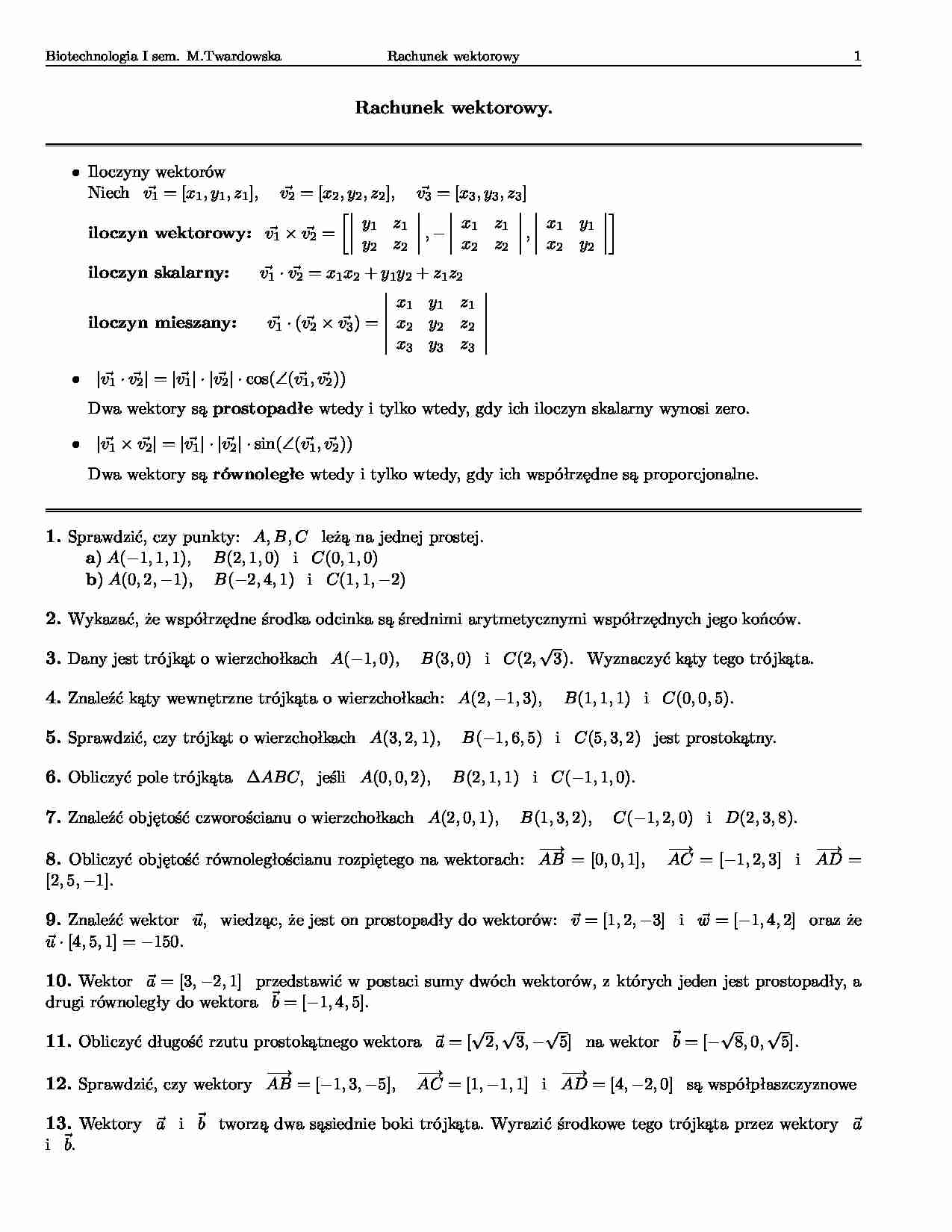 Rachunek wektorowy-opracowanie - strona 1