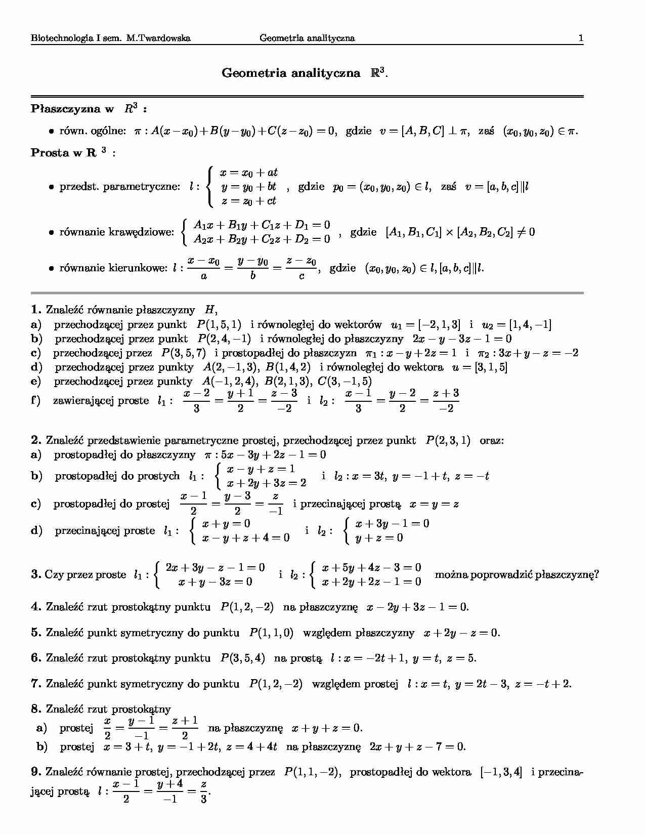 Geometria analityczna R-opracowanie - strona 1