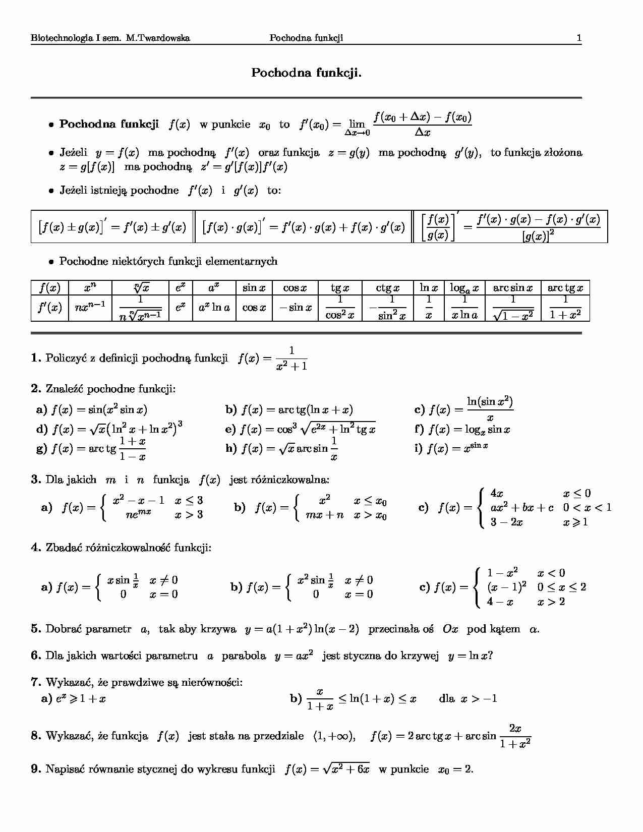 Pochodna funkcji-opracowanie - strona 1