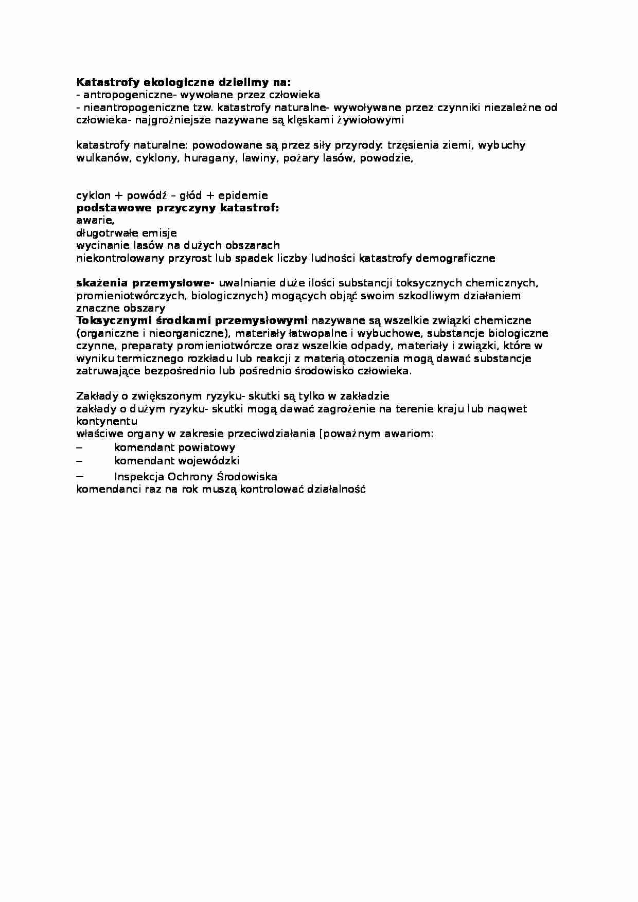 Wykład - Katastrofy ekologiczne - podział - strona 1