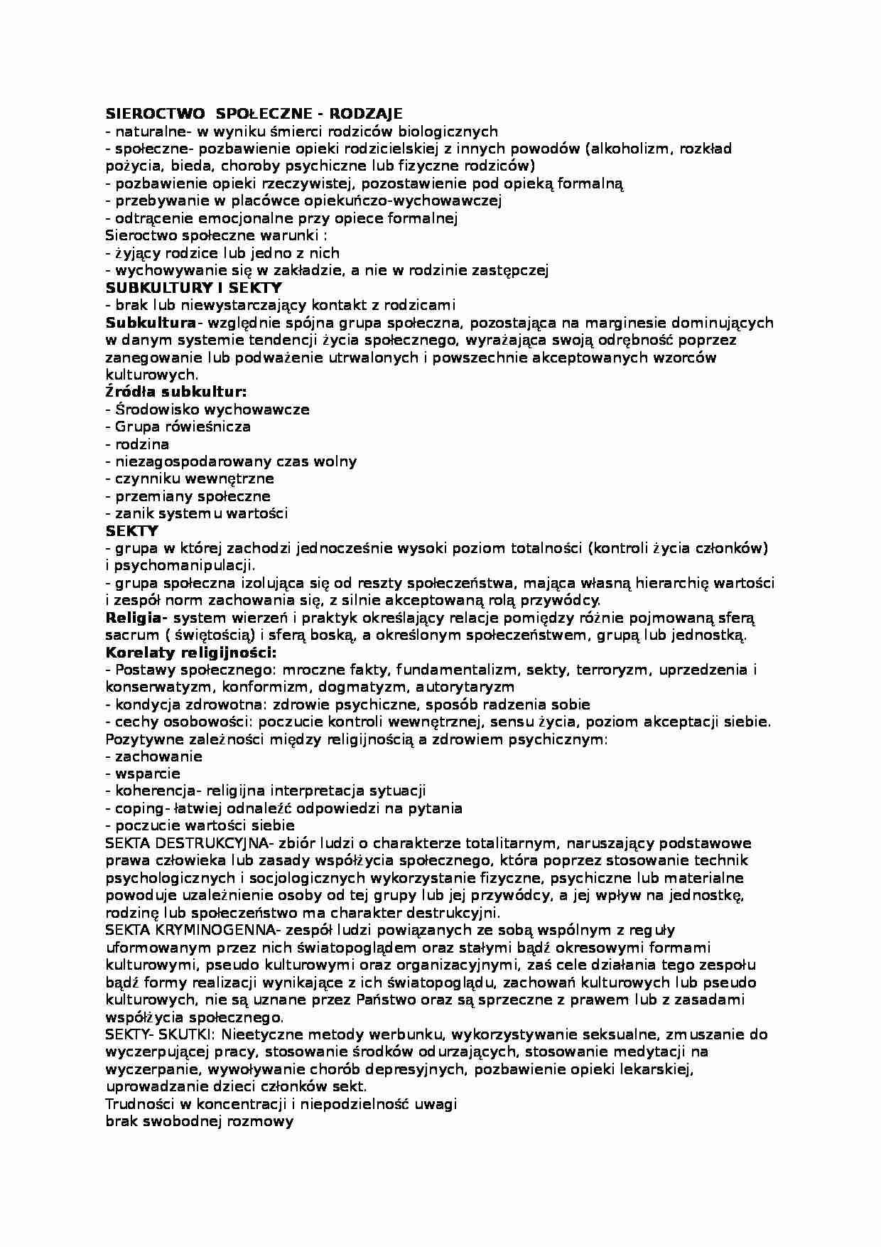 Wykład - Sieroctwo społeczne - strona 1