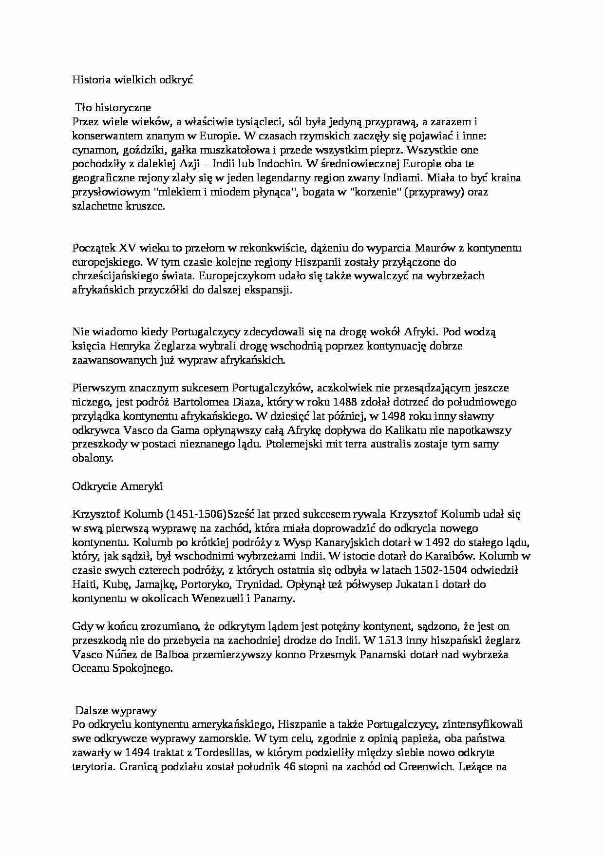 Wykład - Historia wielkich odkryć - strona 1