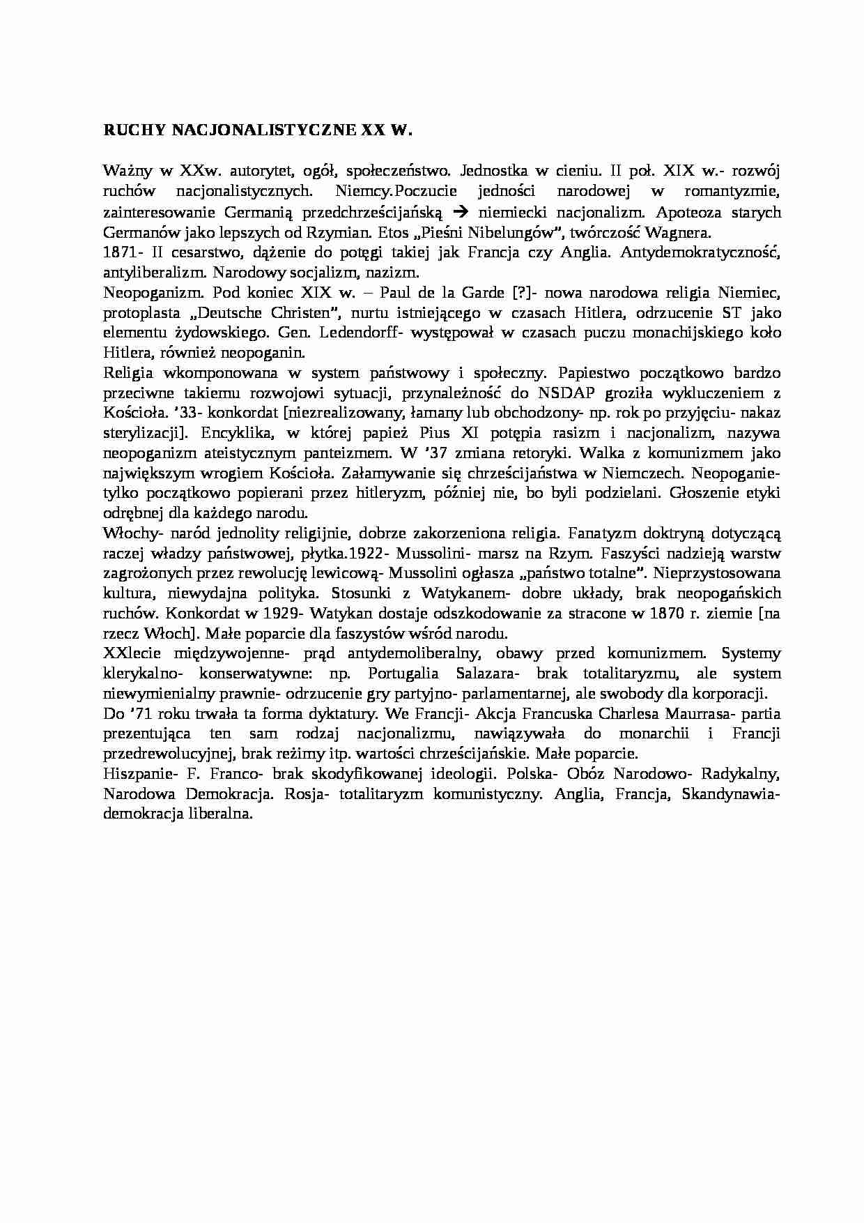 Wykład - ruchy nacjonalistyczne w XX wieku - strona 1