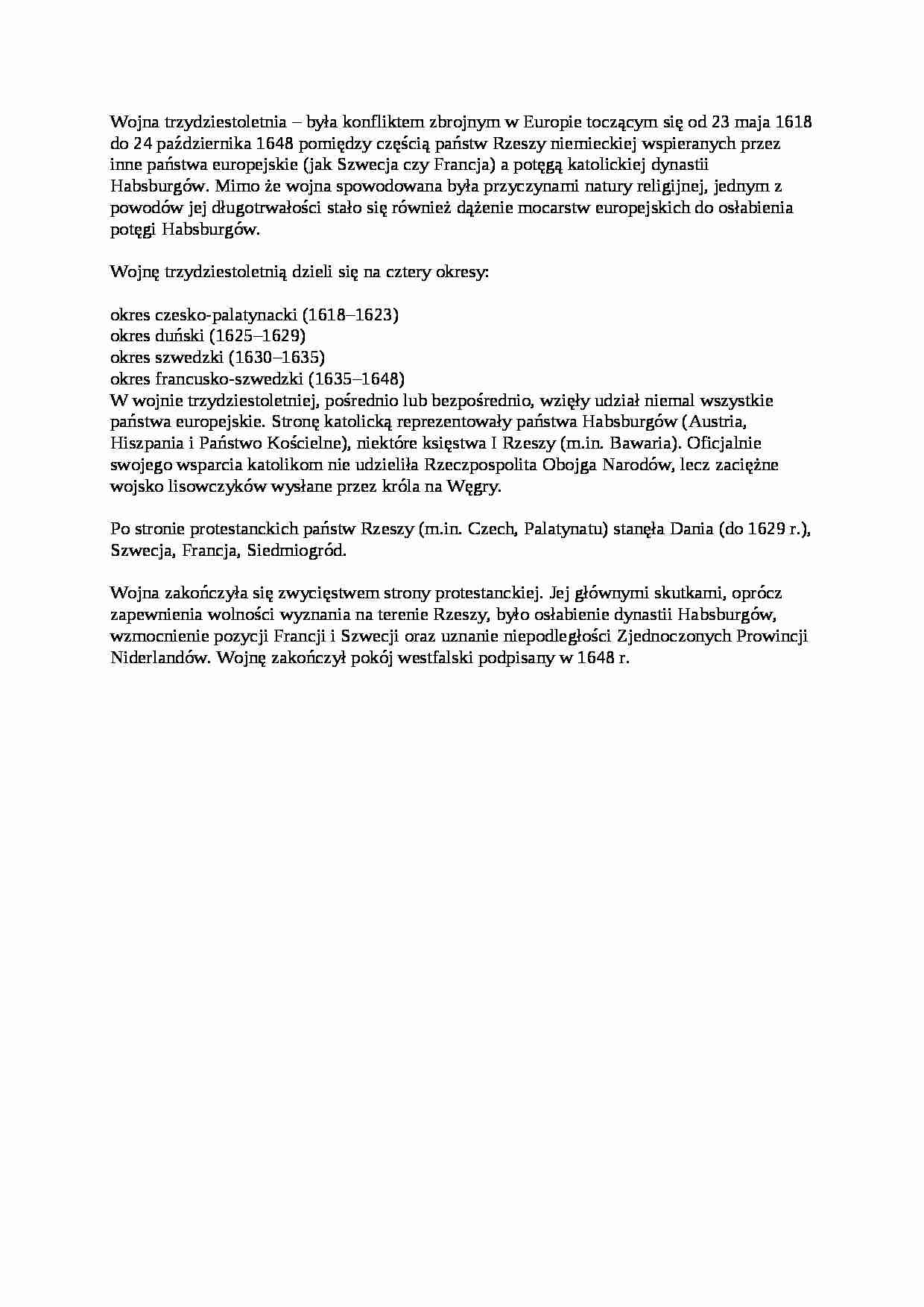 Wykład - Wojna trzydziestoletnia - strona 1