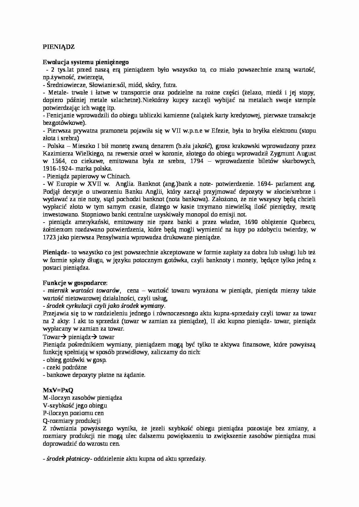 Wykład - definicja pieniądza - strona 1