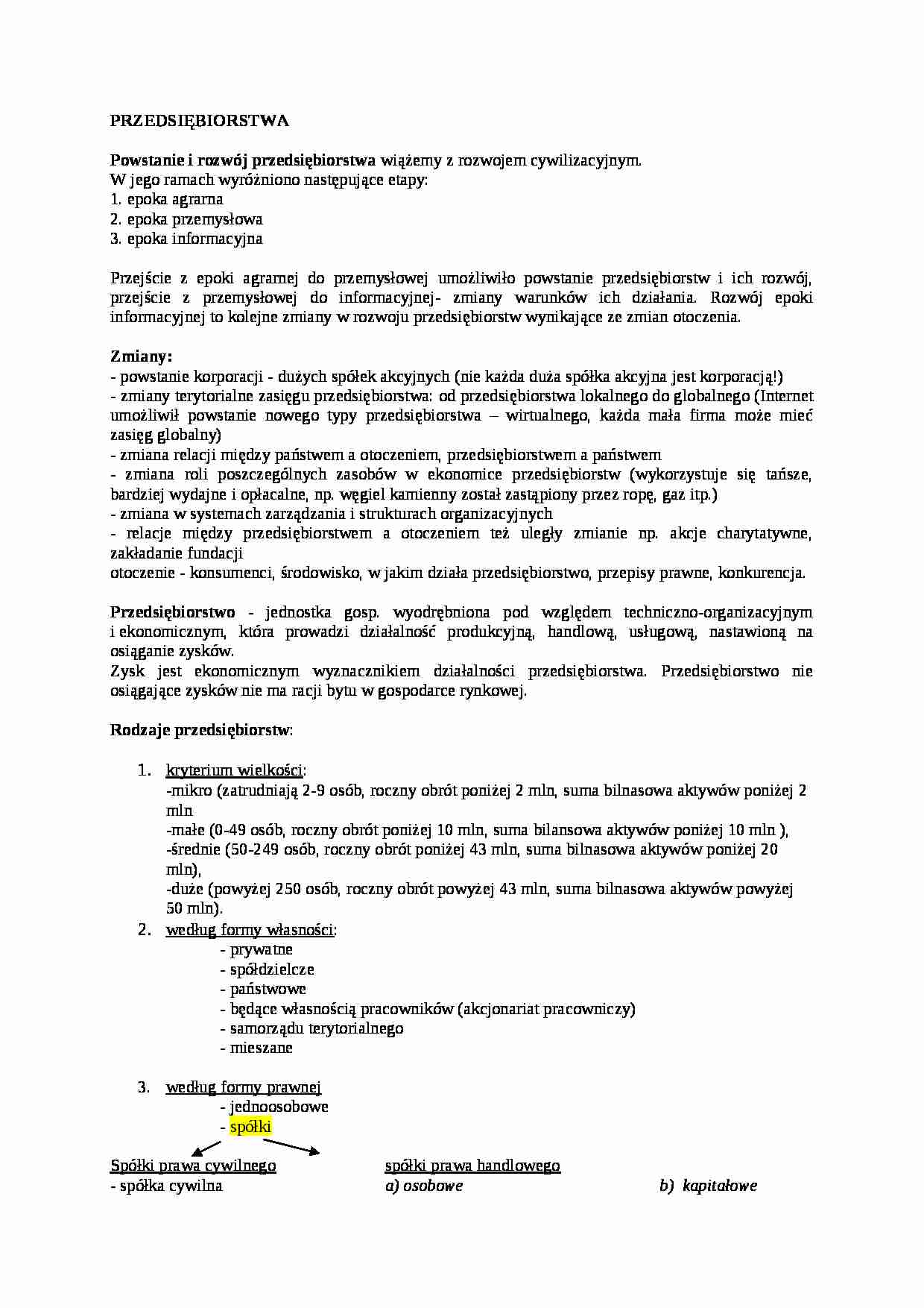 Wykład - ekonomia przedsiębiorstwa - strona 1