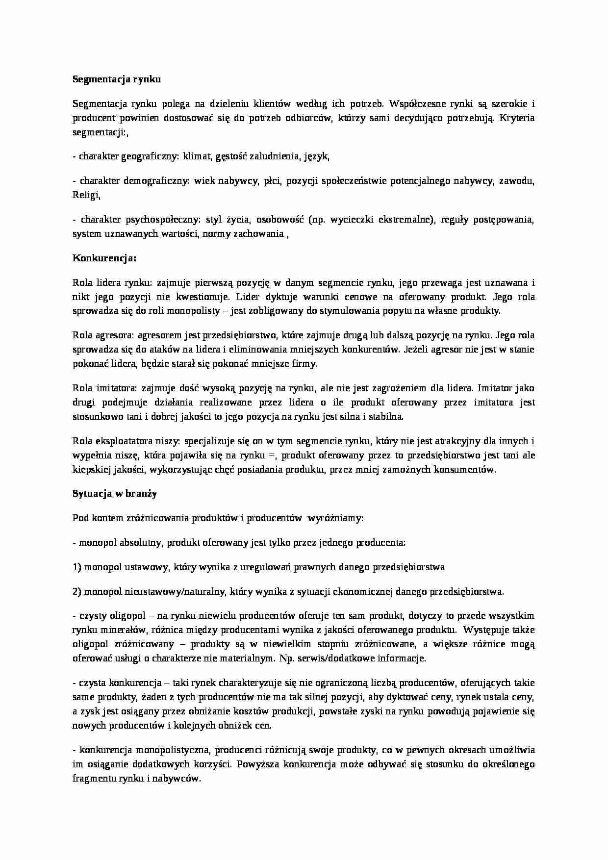 Wykład - Segmentacja rynku - strona 1