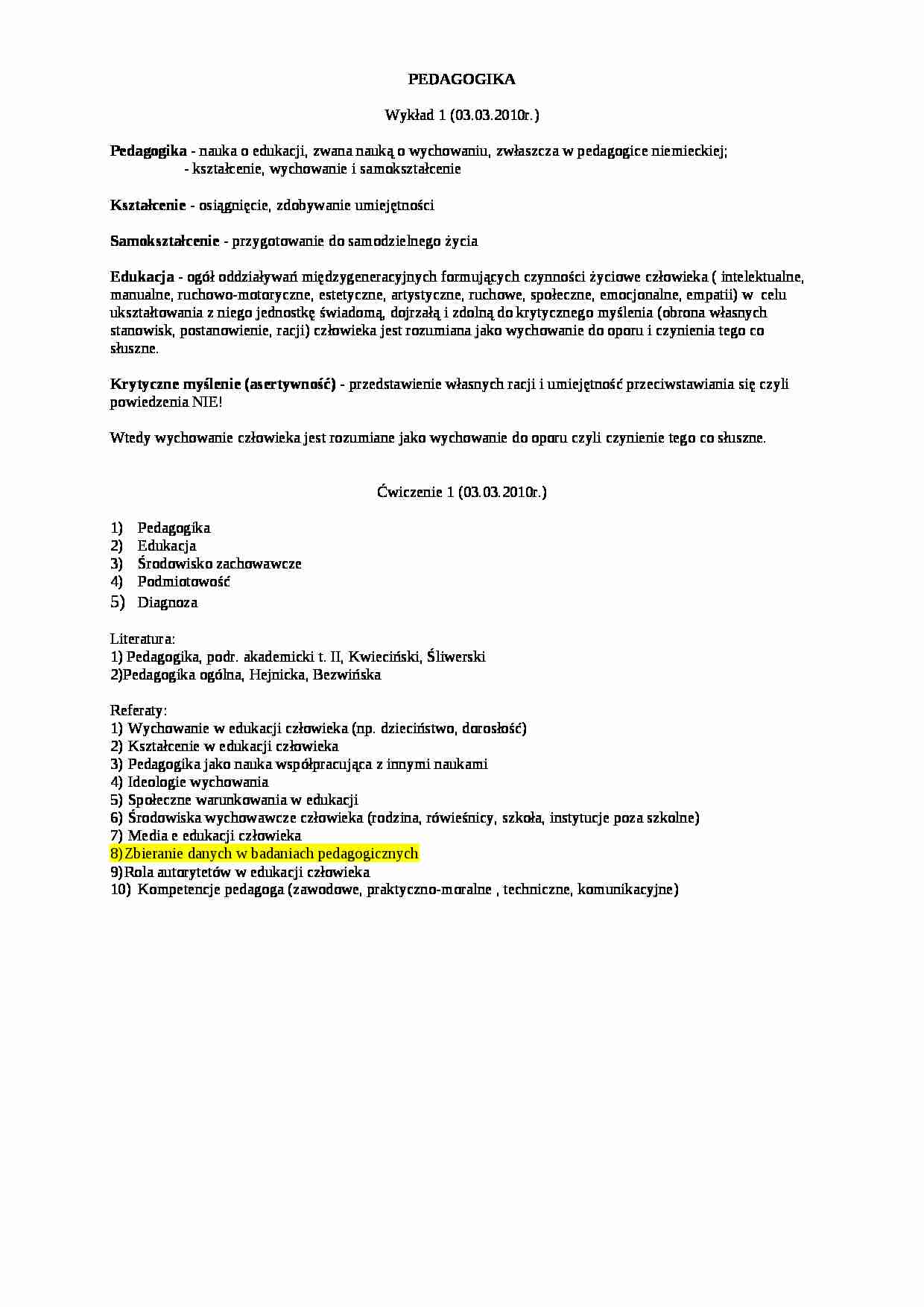 Pedagogika - samokształcenie - strona 1