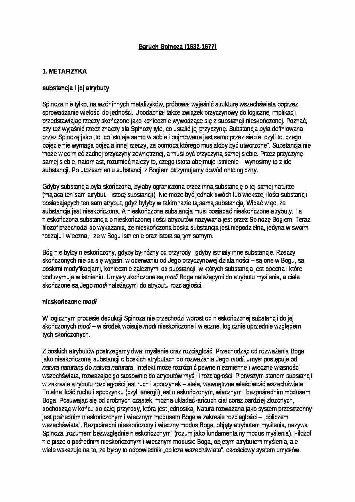 Wykład - Baruch Spinoza - strona 1