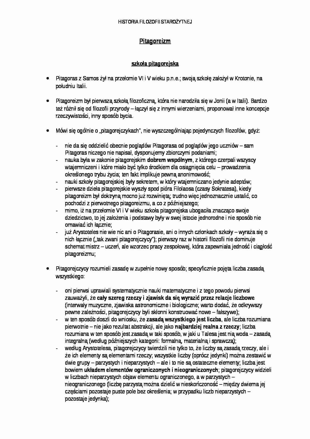 Wykład - Pitagoreizm - strona 1
