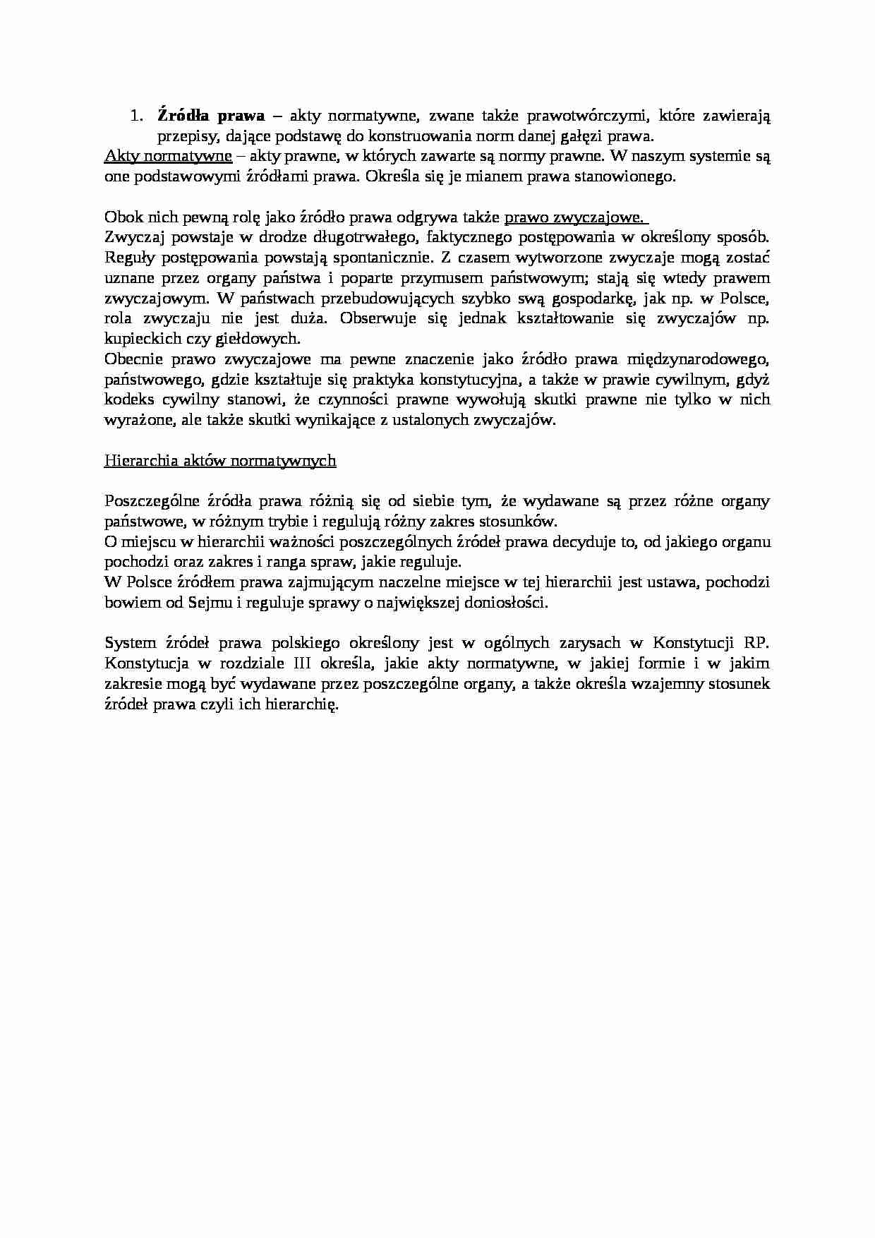 Wykład - źódła prawa - strona 1