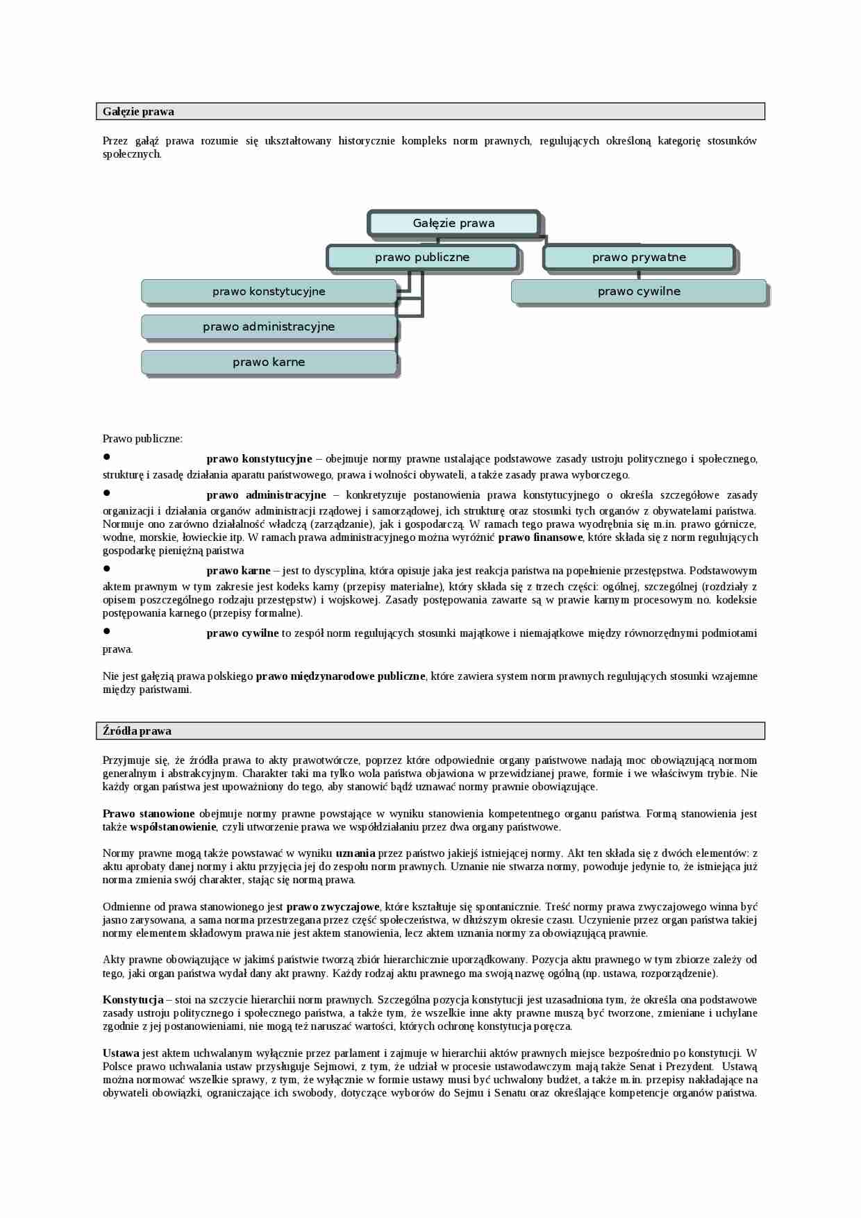 Wykład - Gałęzie prawa - strona 1
