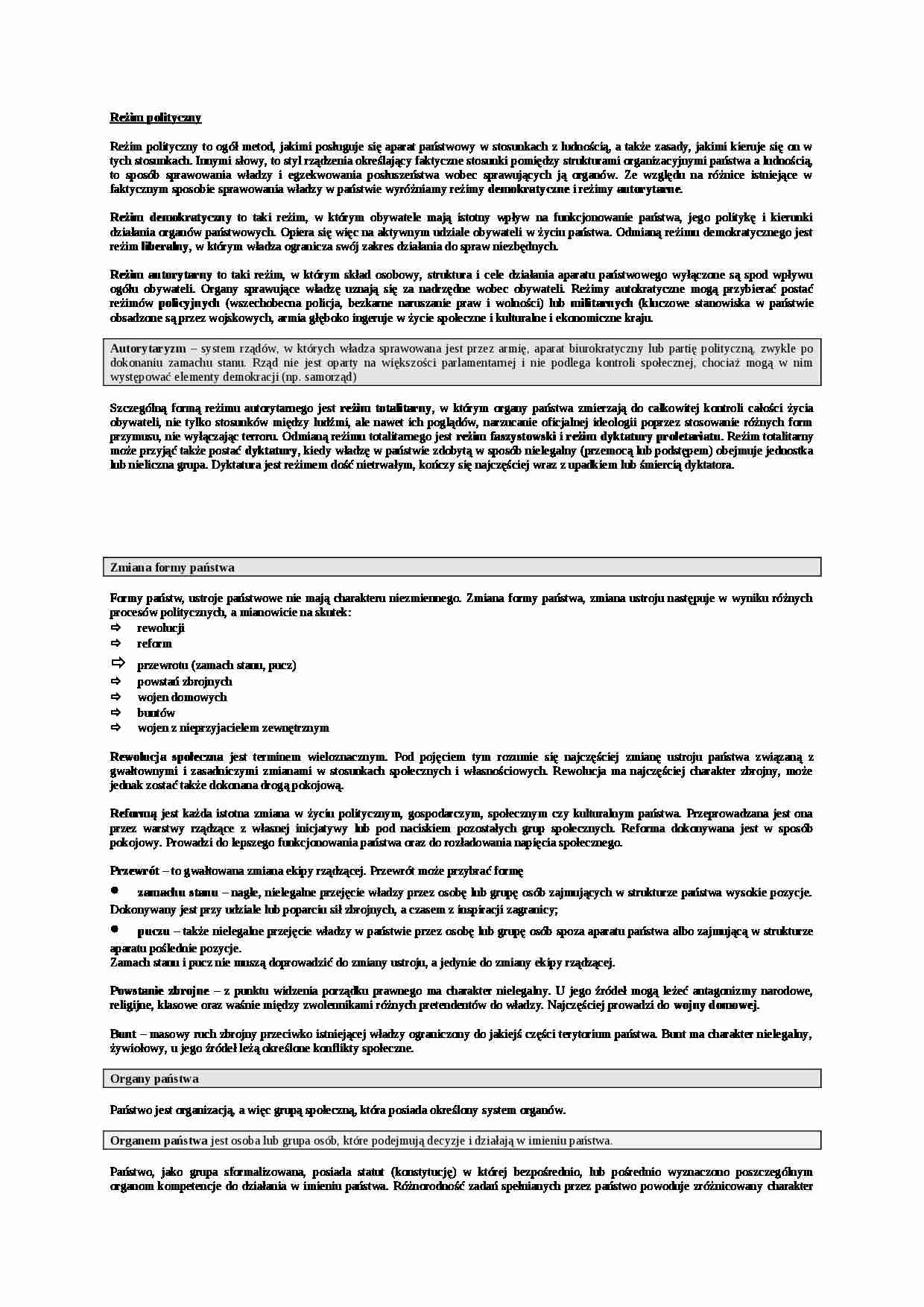 Wykład - Reżim polityczny - strona 1