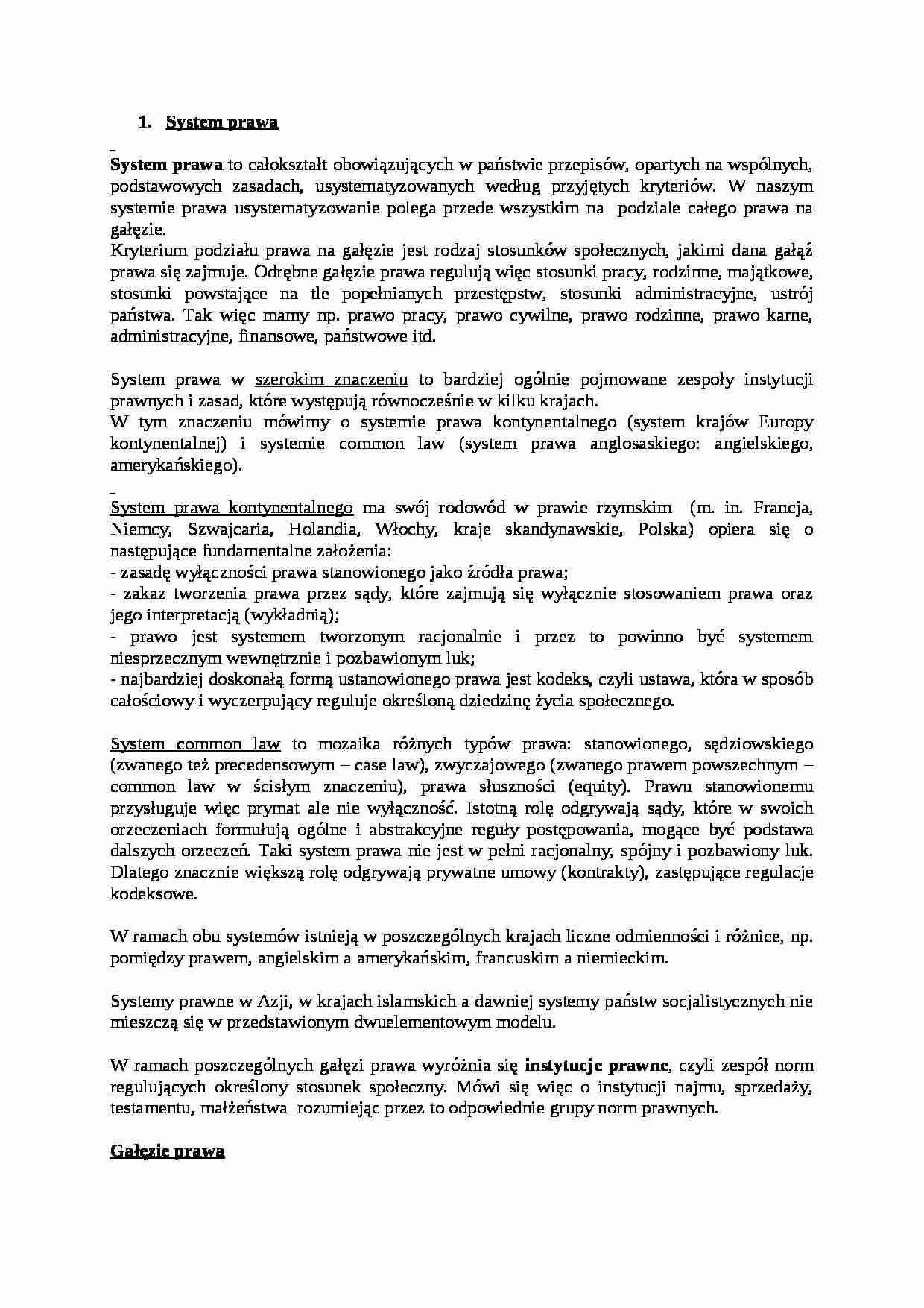 Wykład - System prawa - strona 1