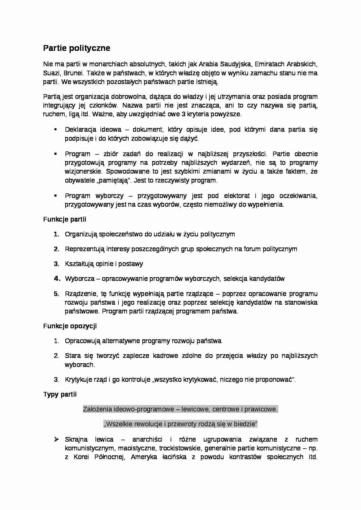 Wykład - Partie polityczne - strona 1