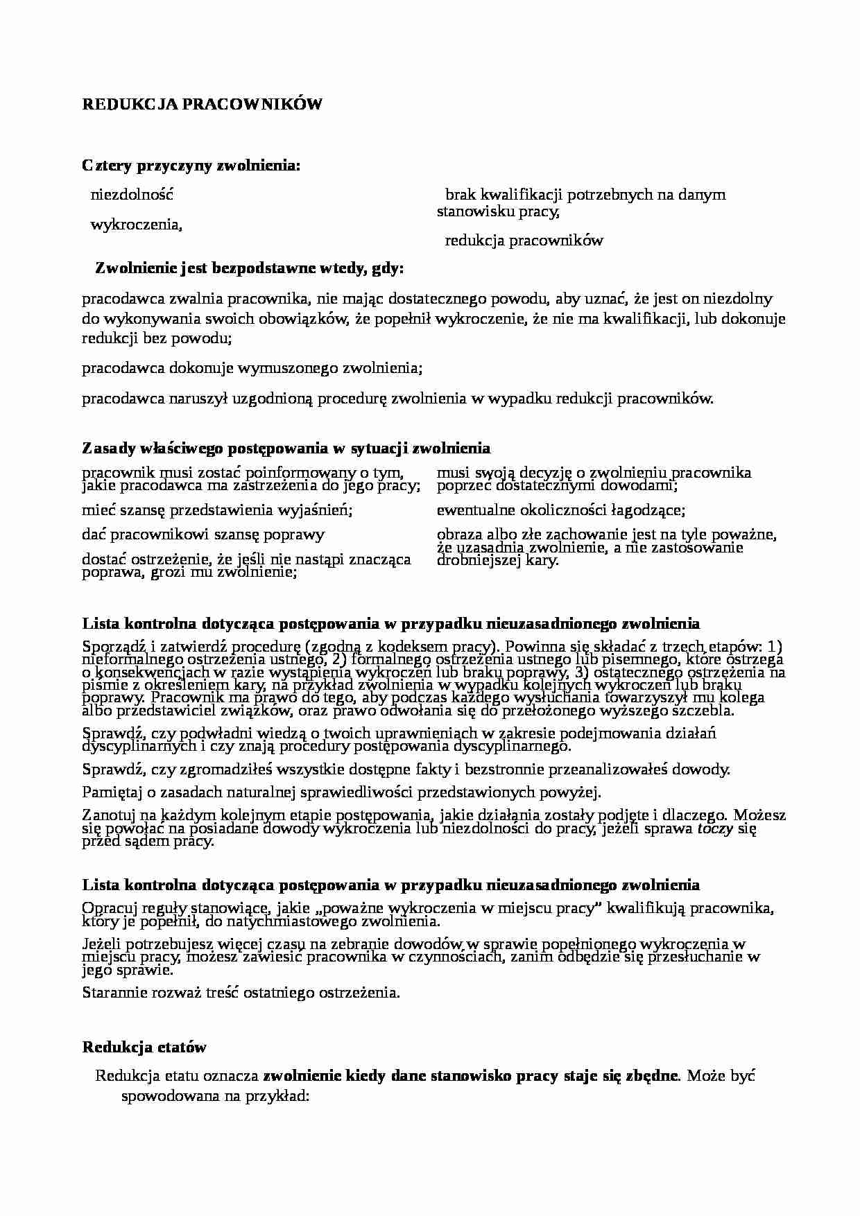 Wykład - redukcja pracowników - strona 1