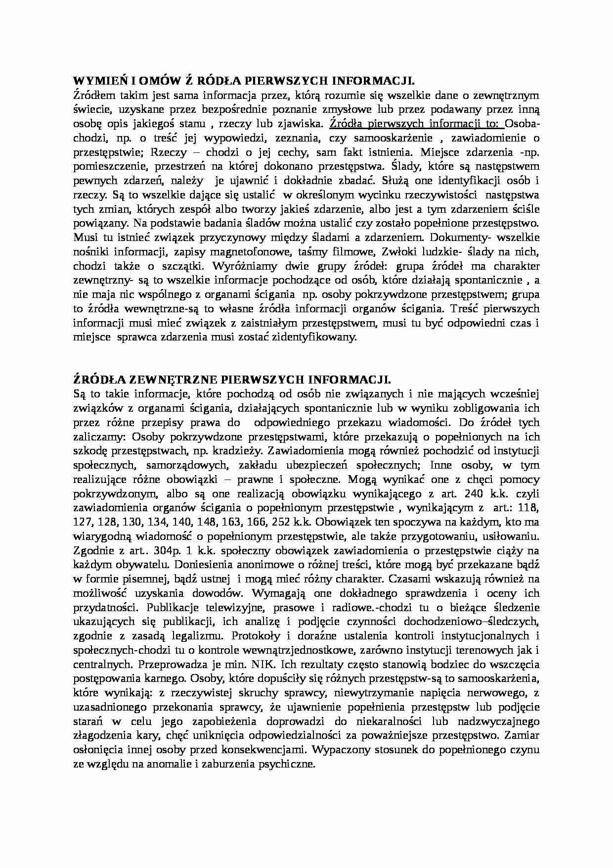 Wykład - źródła pierwszych informacji - strona 1