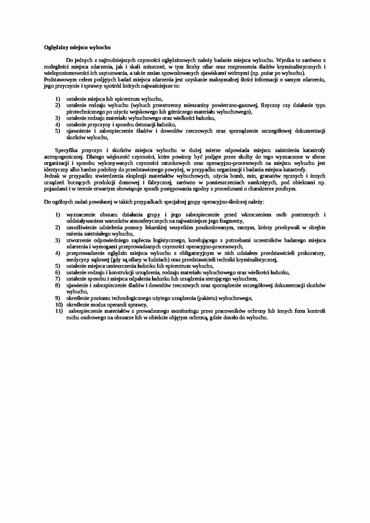 wykład - Oględziny miejsca wybuchu - strona 1