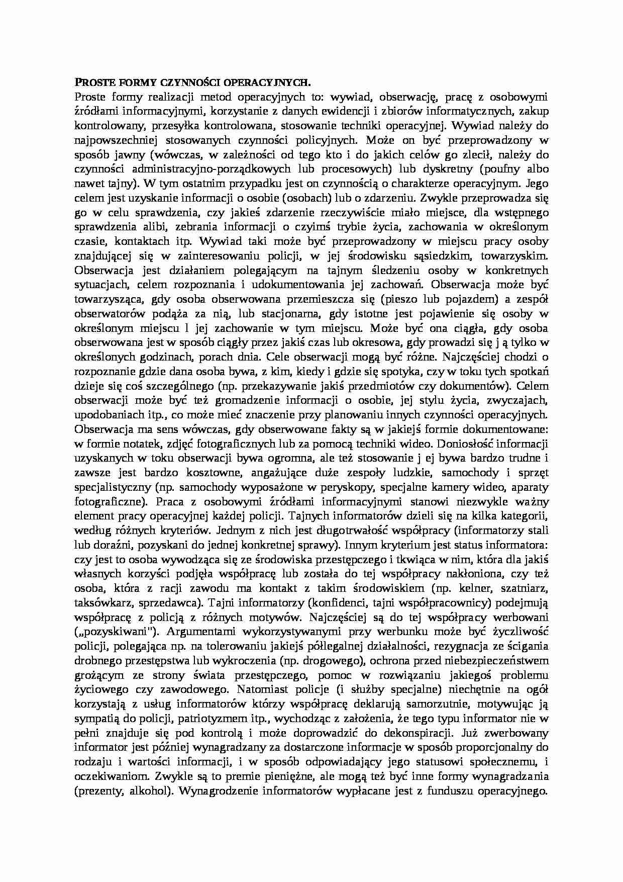 Wykład - Proste formy czynności operacyjnych - strona 1