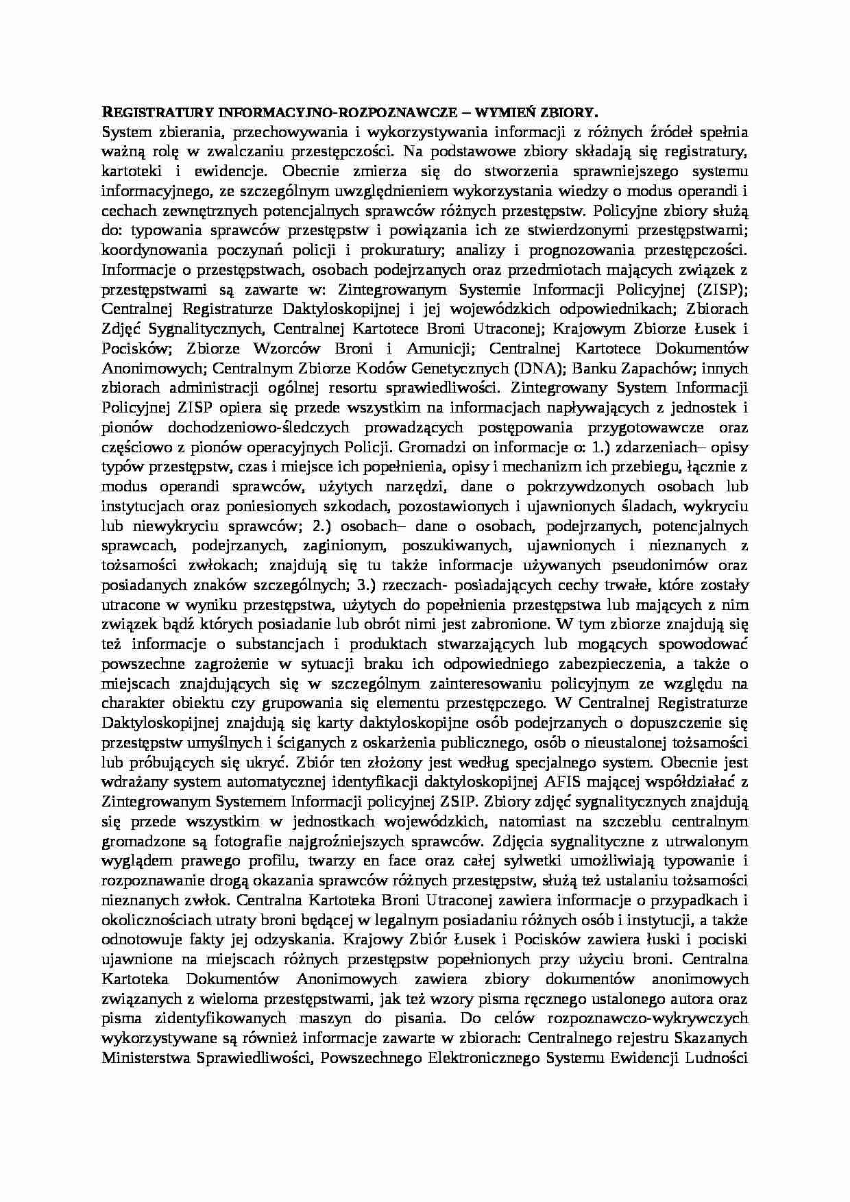 Wykład - Registratury informacyjno-rozpoznawcze - strona 1