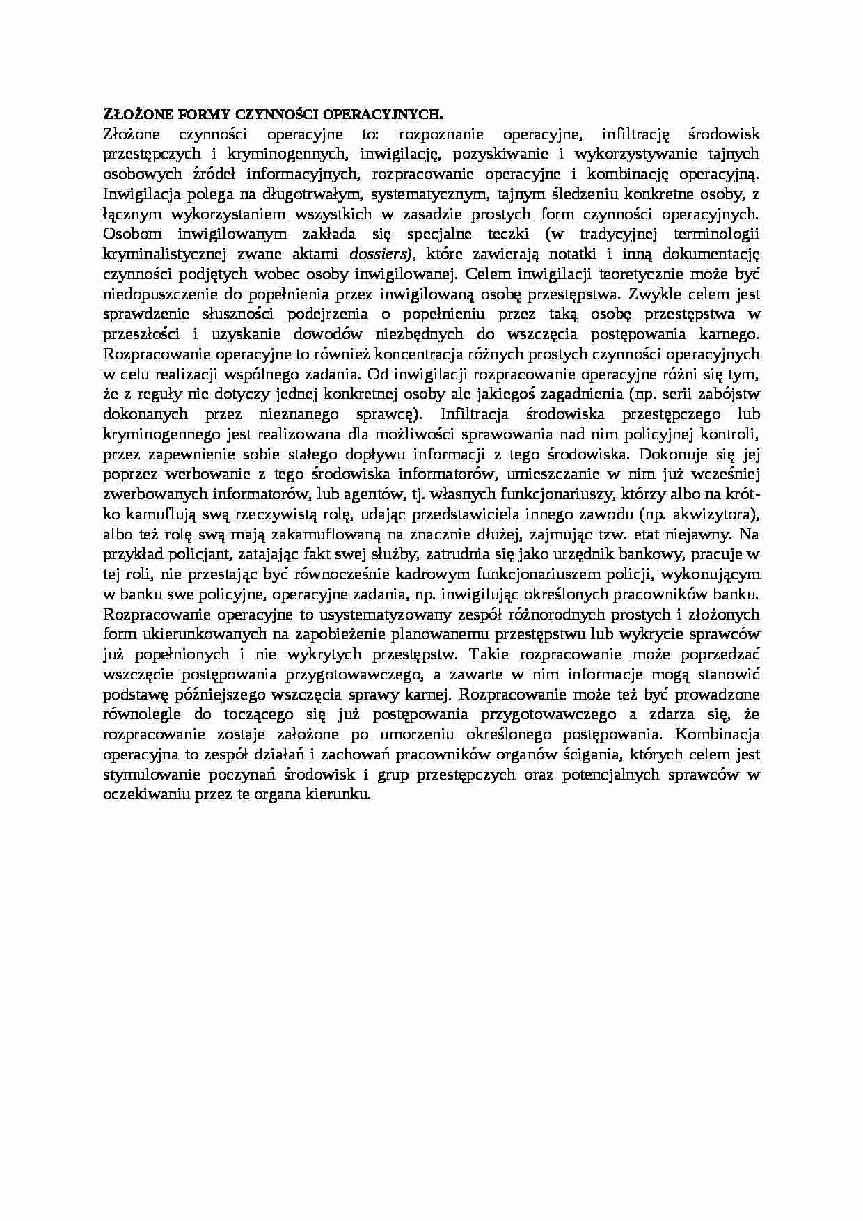 Wykład - Złożone formy czynności operacyjnych - strona 1