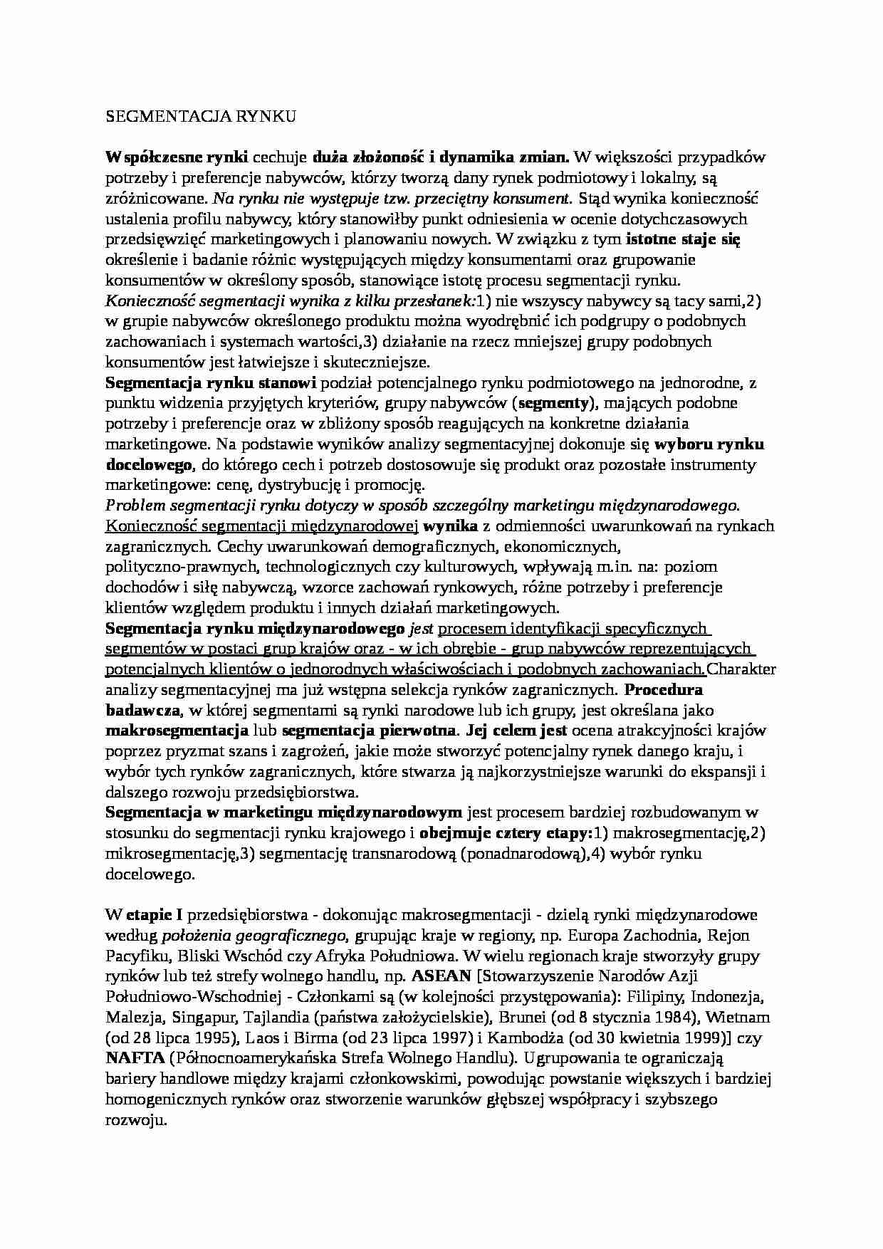 Wykład - Segmentacja rynku - strona 1