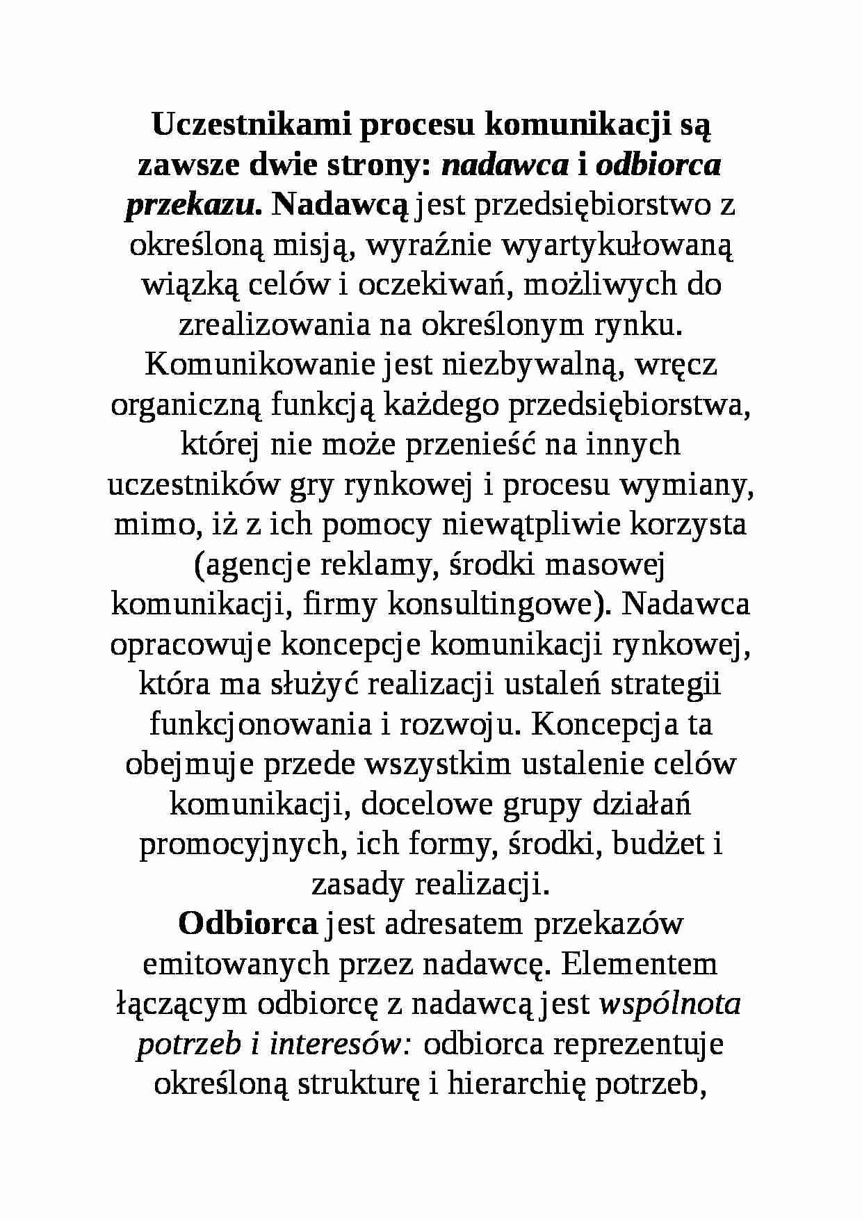 Wykład - Uczestnicy procesu komunikacji - strona 1