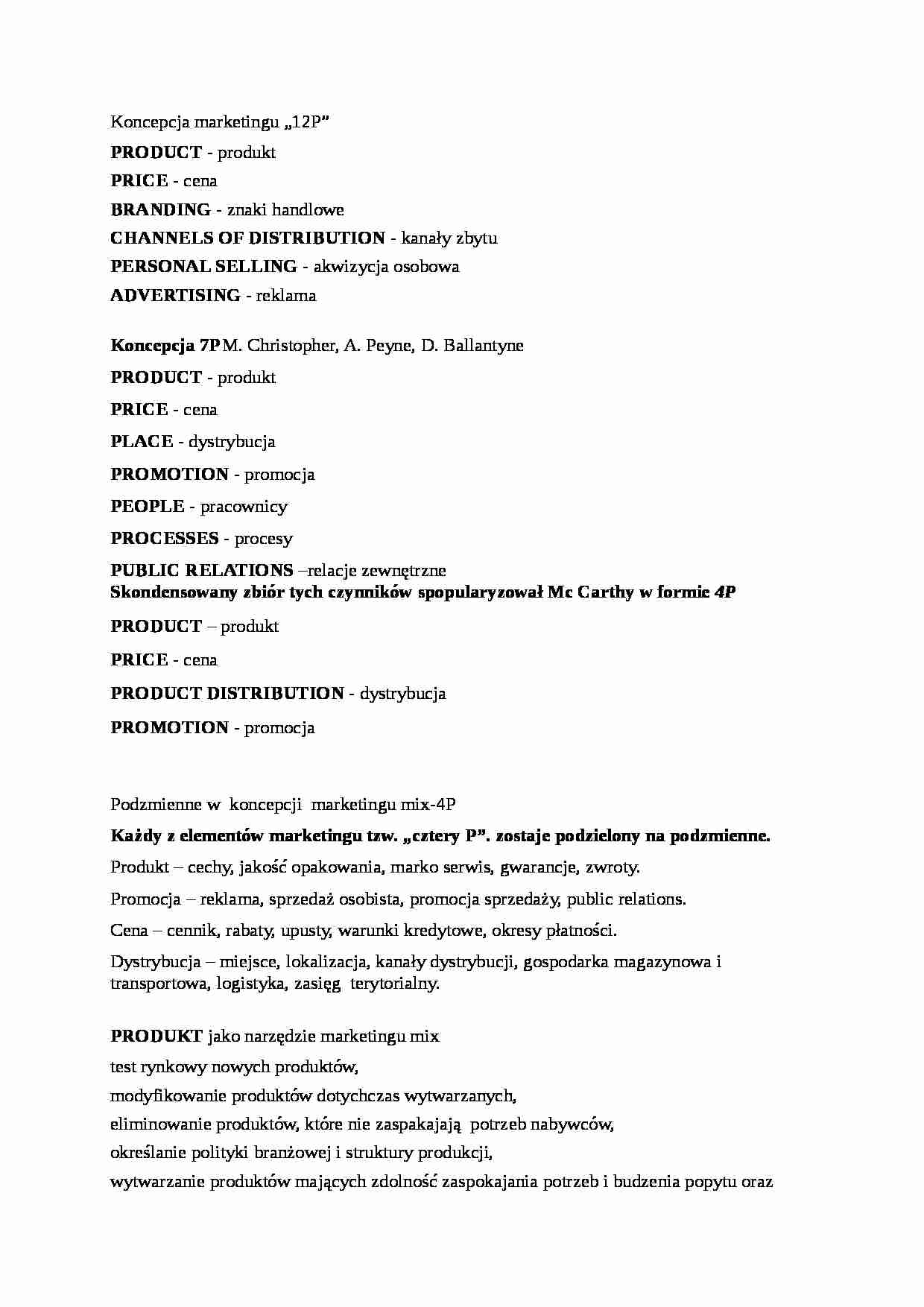 Wykład - Koncepcja marketingu - strona 1