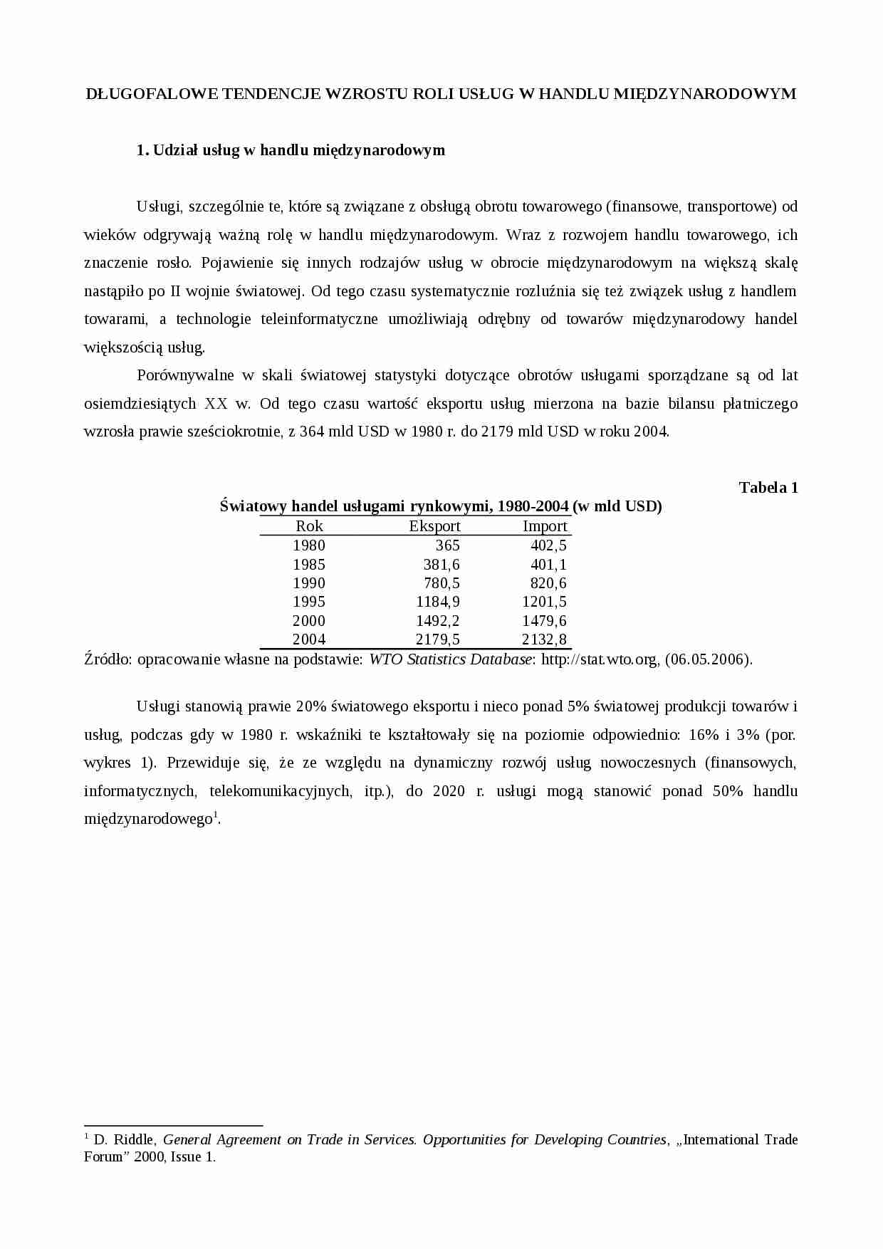 Referat - długofalowe tendencje wzrostu roli usług - strona 1