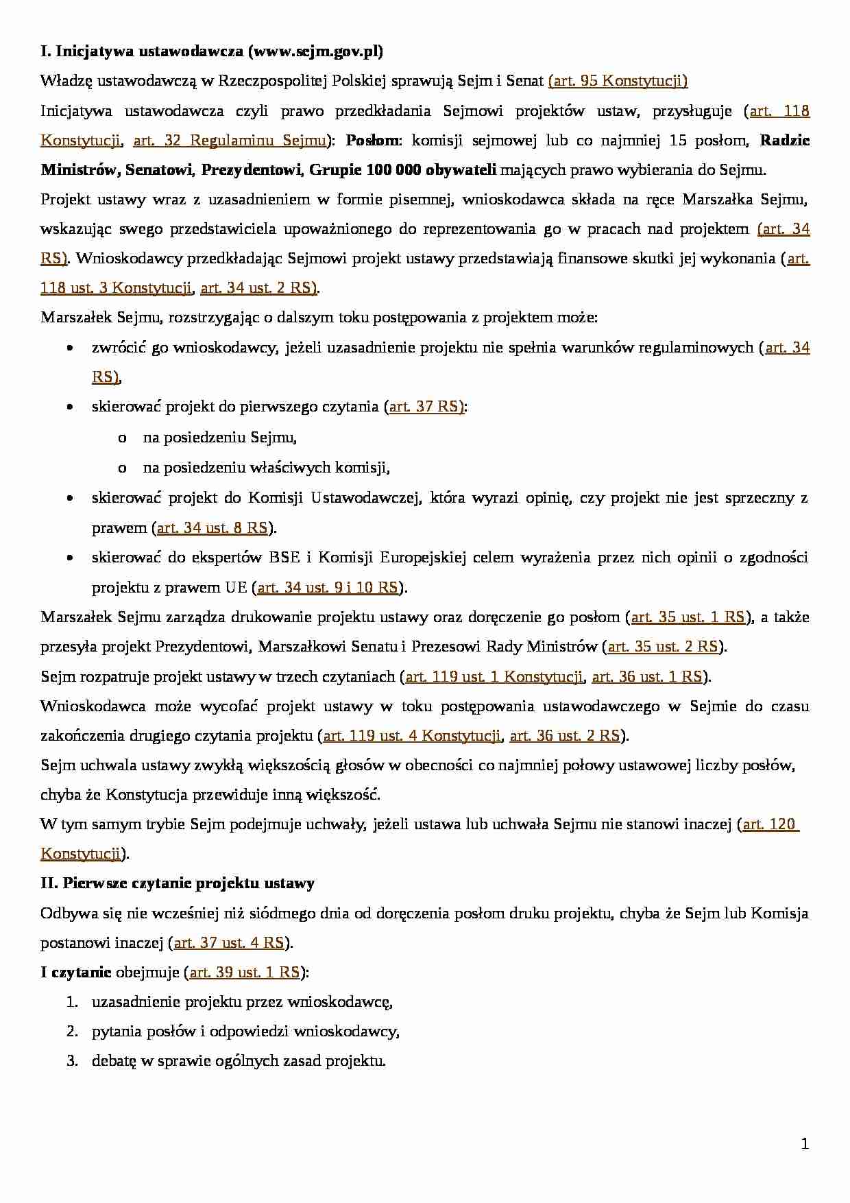 Wykład - Procedura ustawodawcza - strona 1