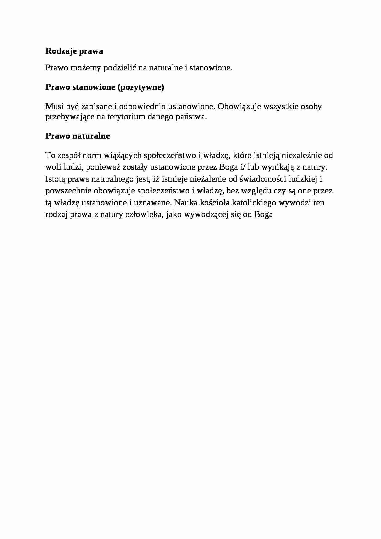 Wykład - Rodzaje prawa - strona 1