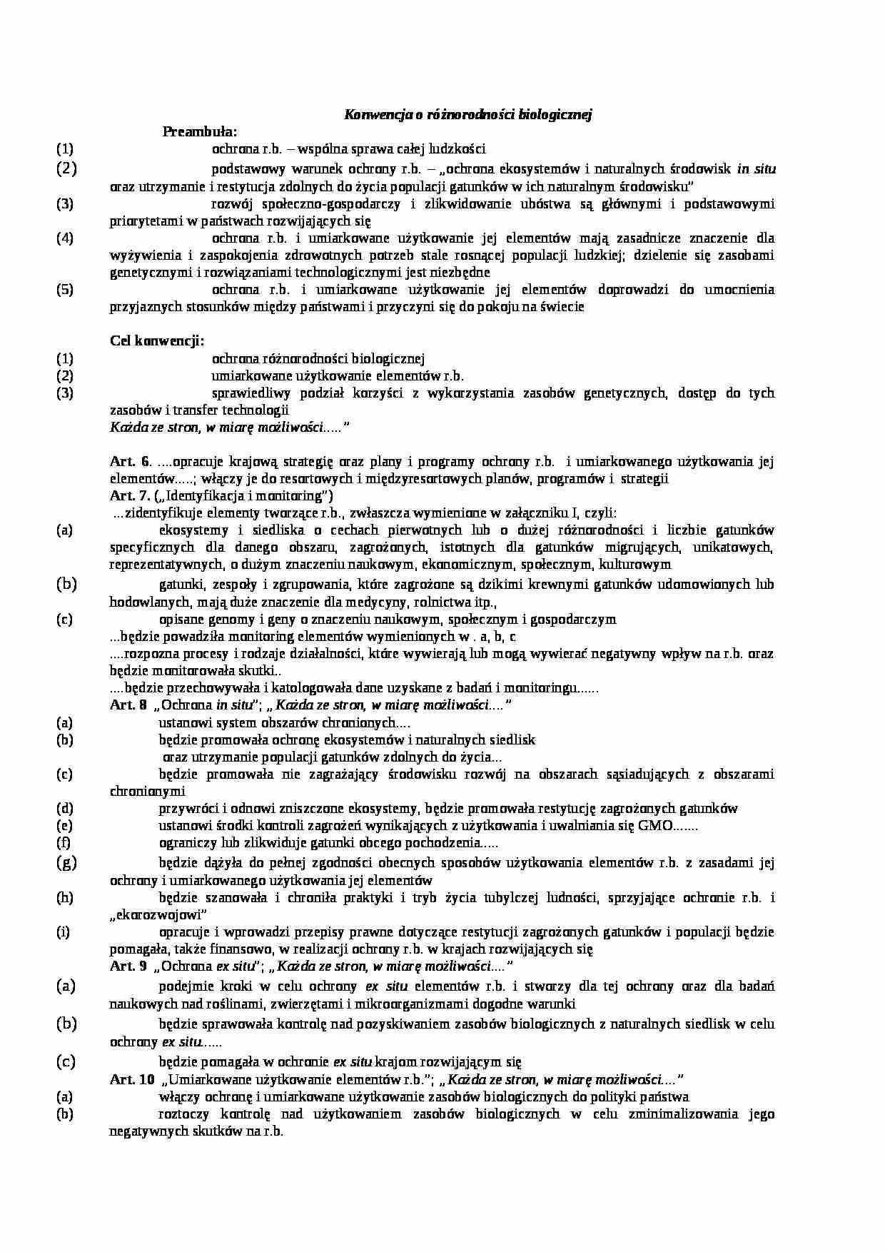 wykład - Konwencja o róznorodności biologicznej - strona 1