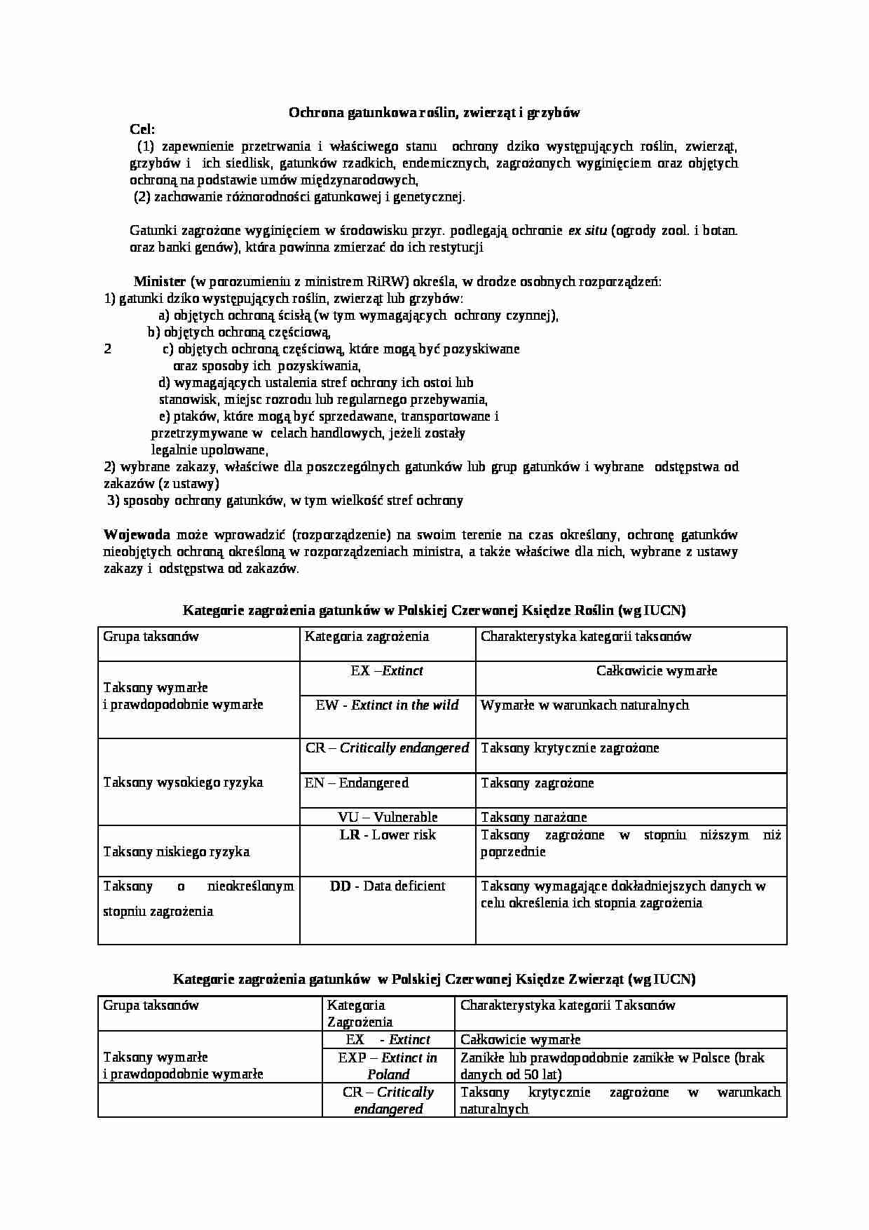 Wykład - Ochrona gatunkowa roślin - strona 1