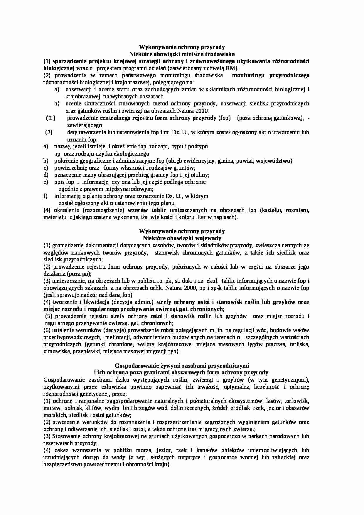 Wykład - Wykonywanie ochrony przyrody - strona 1