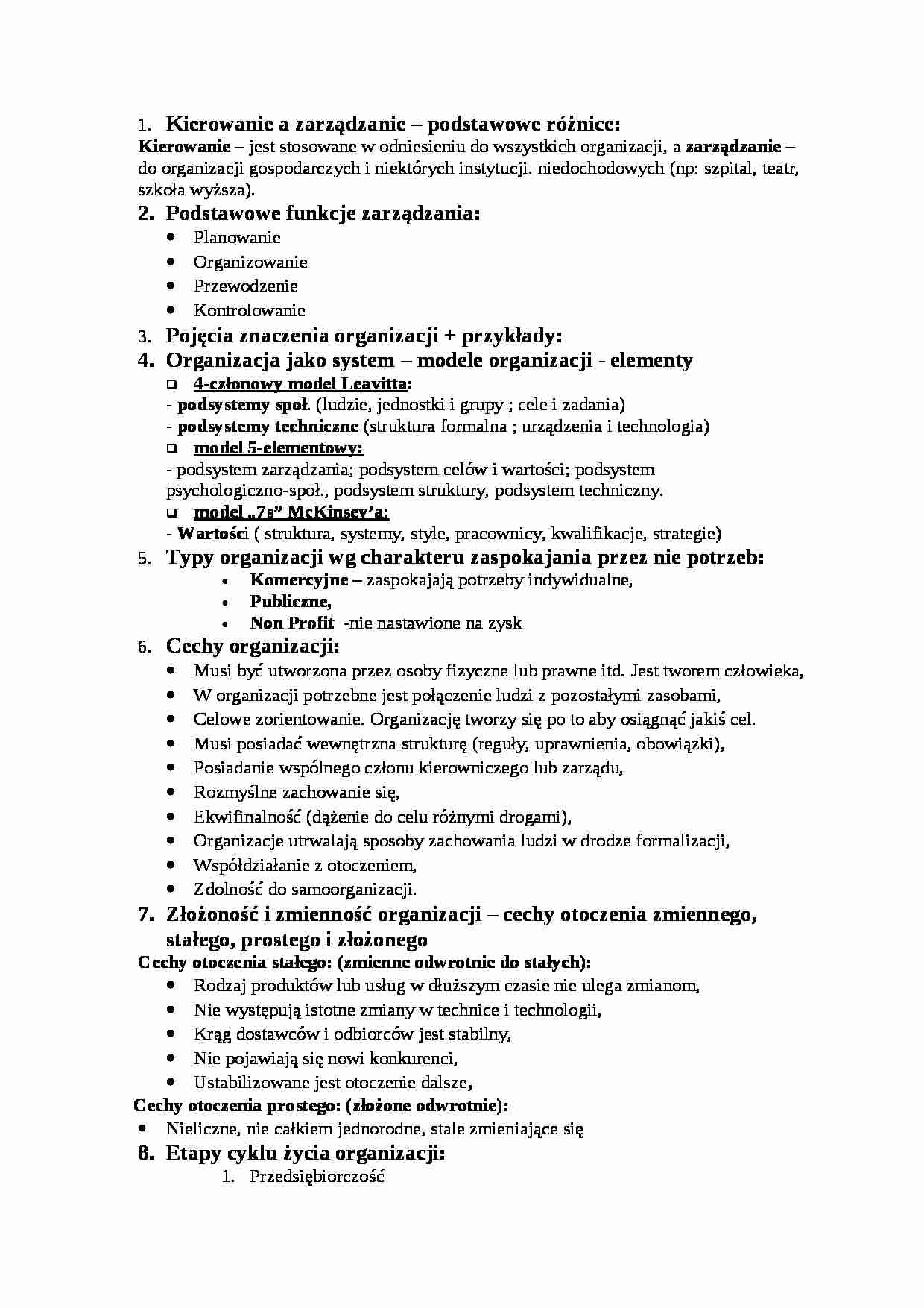 Wykład - Kierowanie a zarządzanie - podstawowe różnice - strona 1