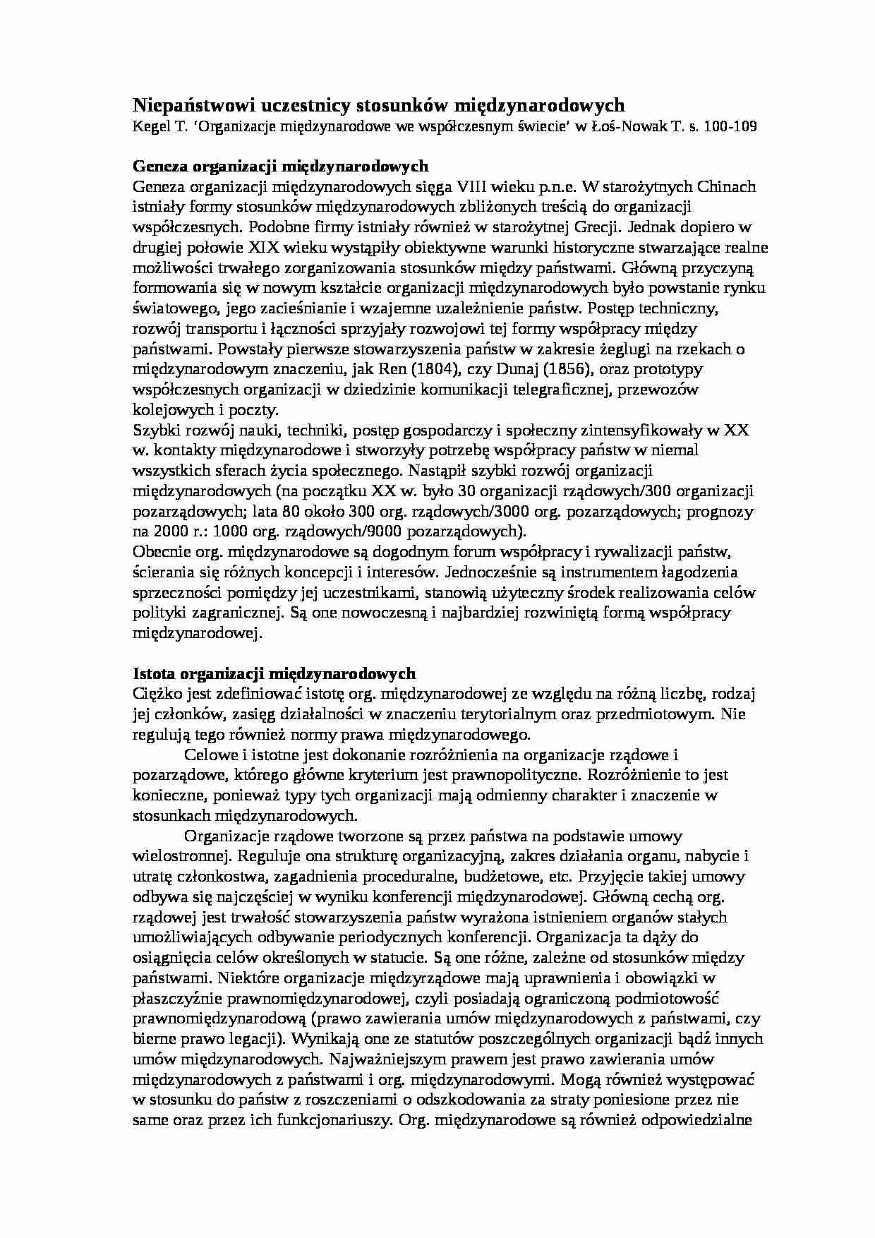 wykład - Niepaństwowi uczestnicy stosunków międzynarodowych - strona 1