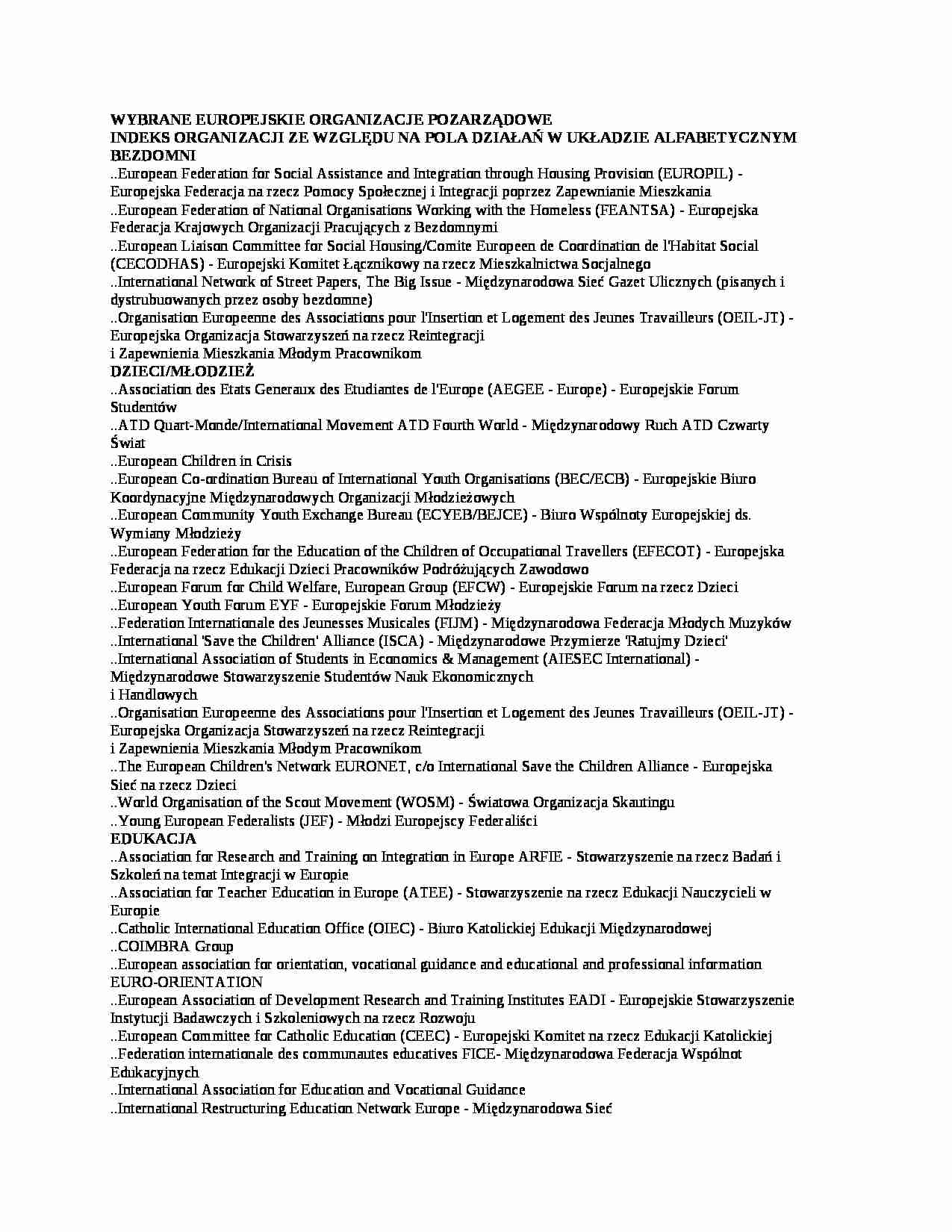 Wykład - wybrane organizacje - strona 1