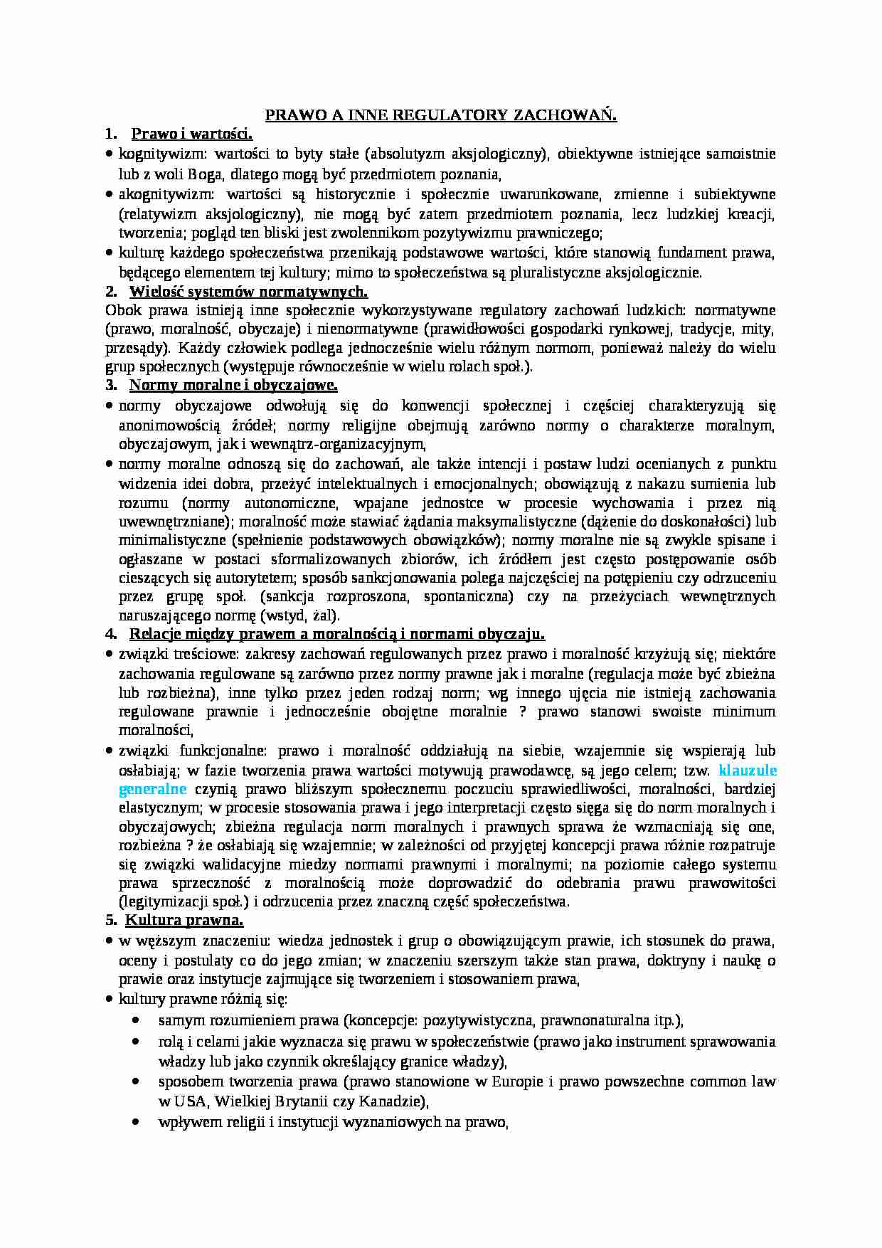 Wykład - prawo a inne regulatory zachowań - strona 1