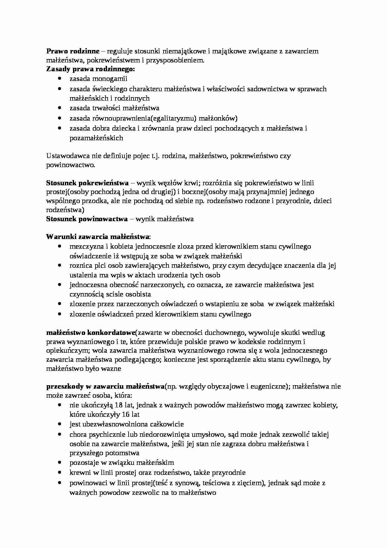 wykład - Prawo rodzinne - strona 1