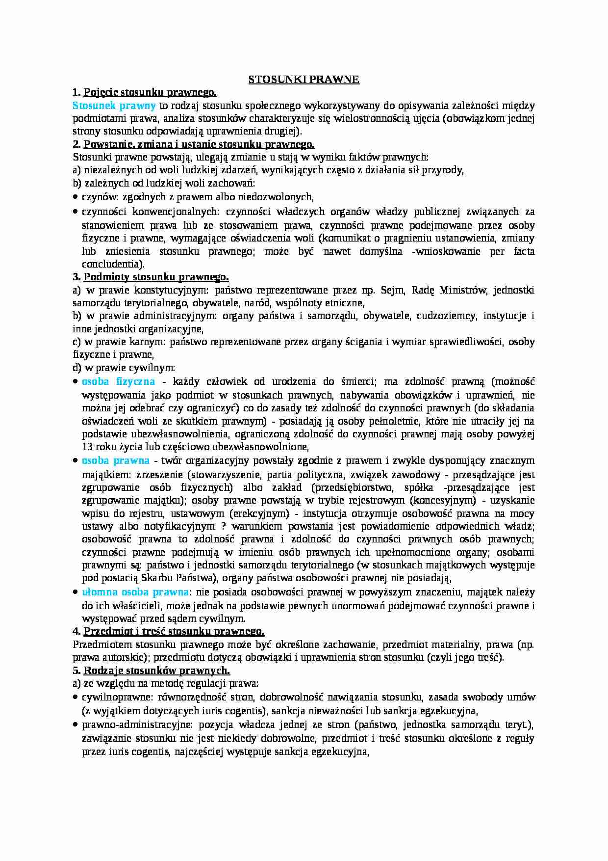 Wykład - stosunki prawne - strona 1