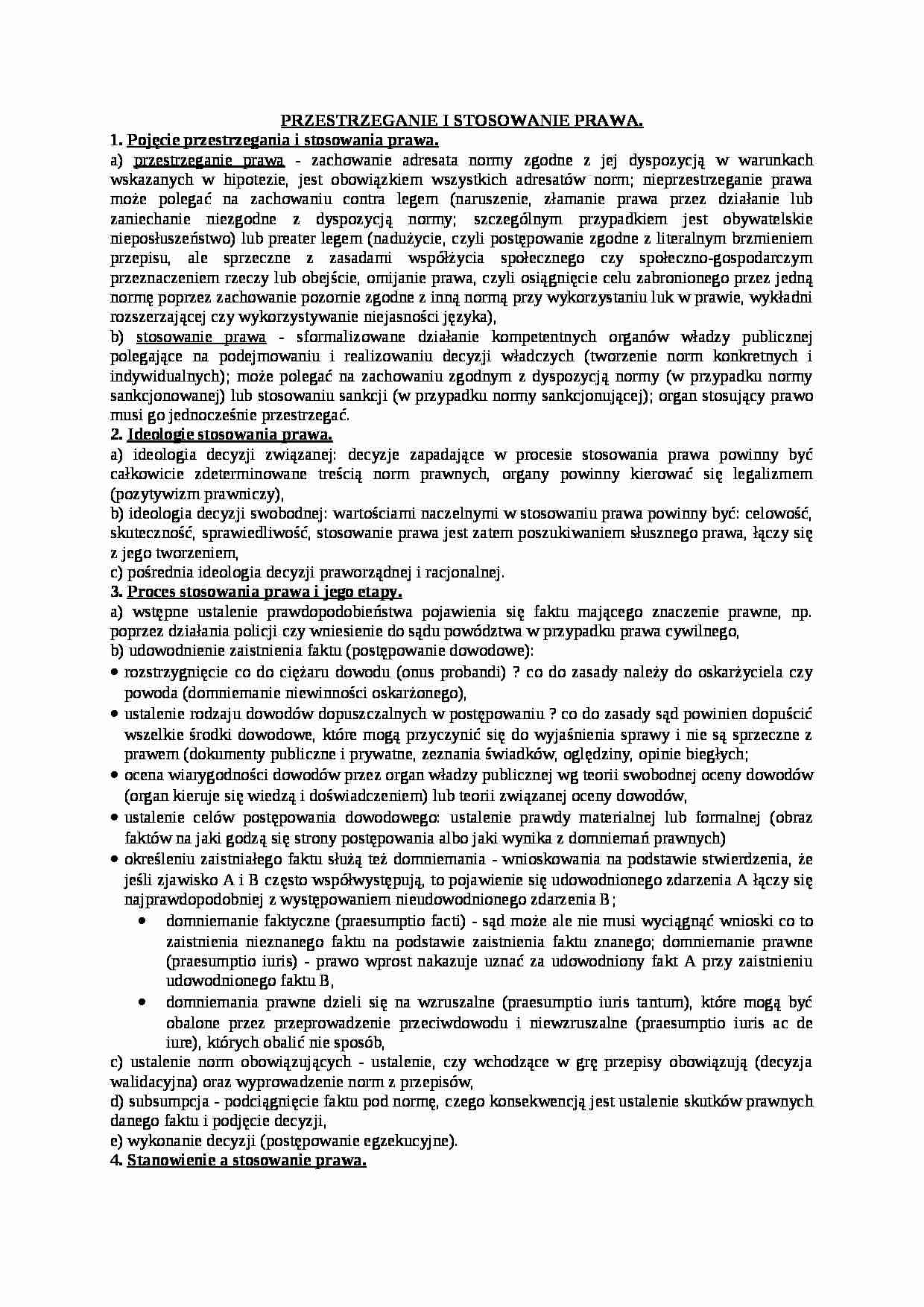 Wykład - Przestrzeganie i stosowanie prawa - strona 1