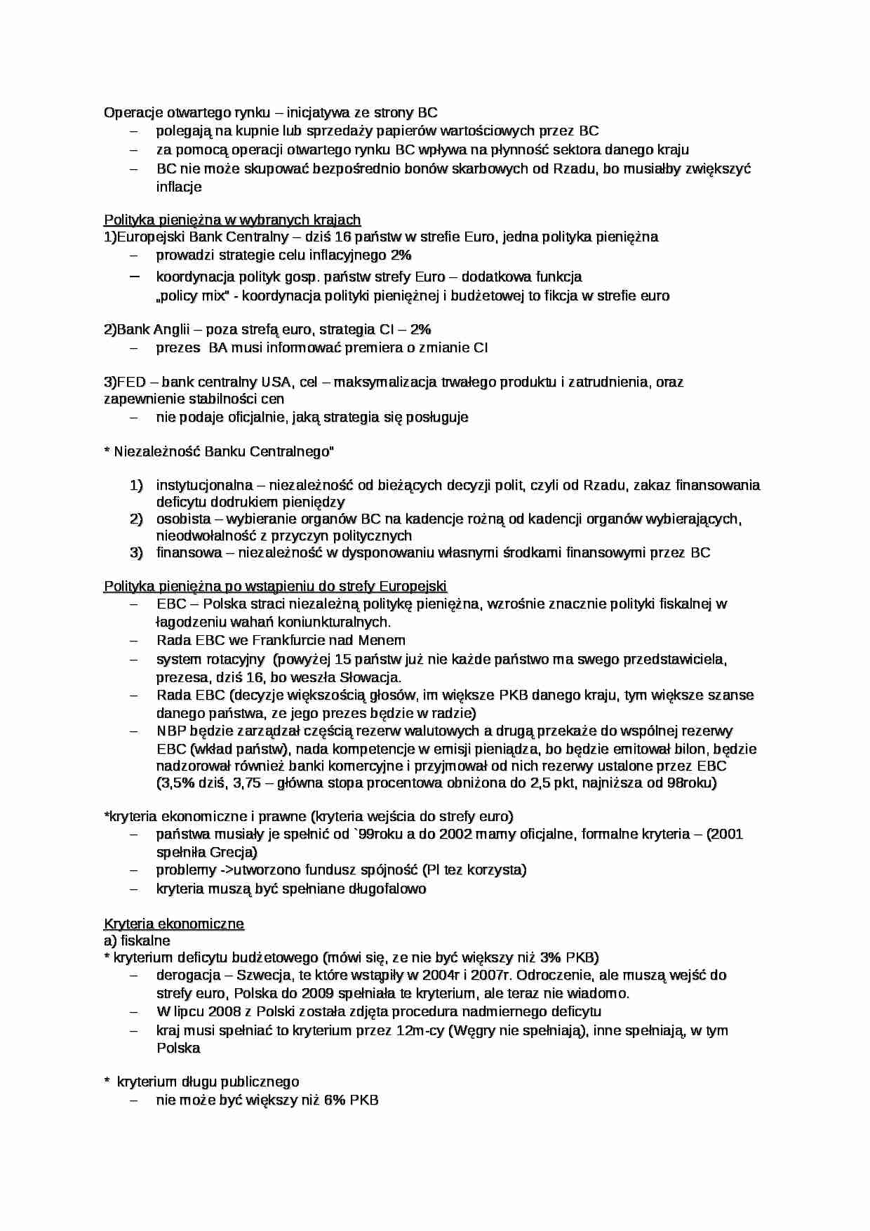 Wykład - Operacje otwartego rynku - strona 1